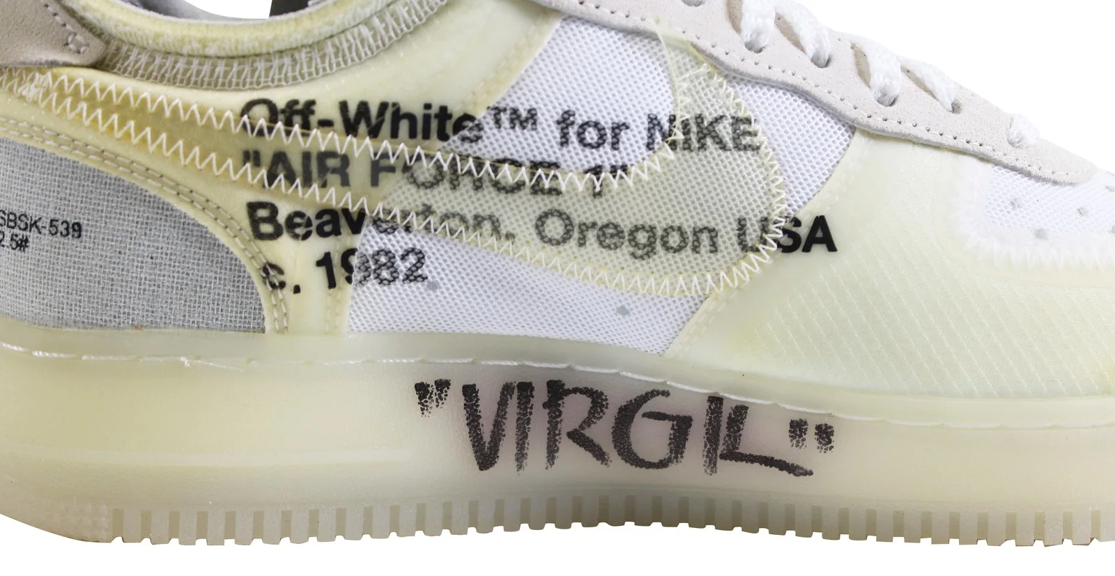 Virgil Abloh — Virgil Abloh Signed 2017 Nike Off White Air Force 1 Low "The Ten" Shoes BAS LOA, изображение 2