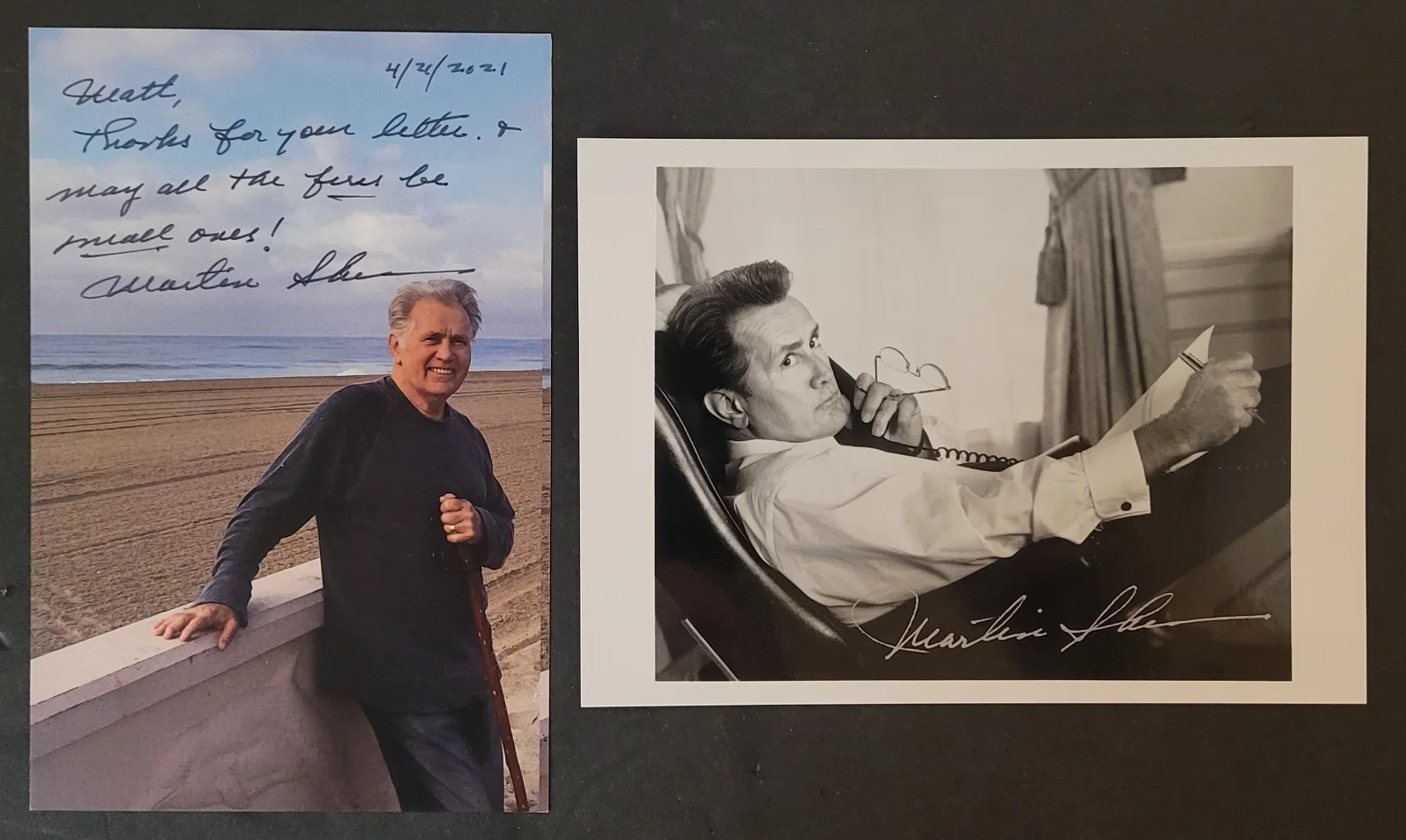 Martin Sheen — Martin Sheen Actor Autographed Signed 4"x6" Photos - Lot of 2