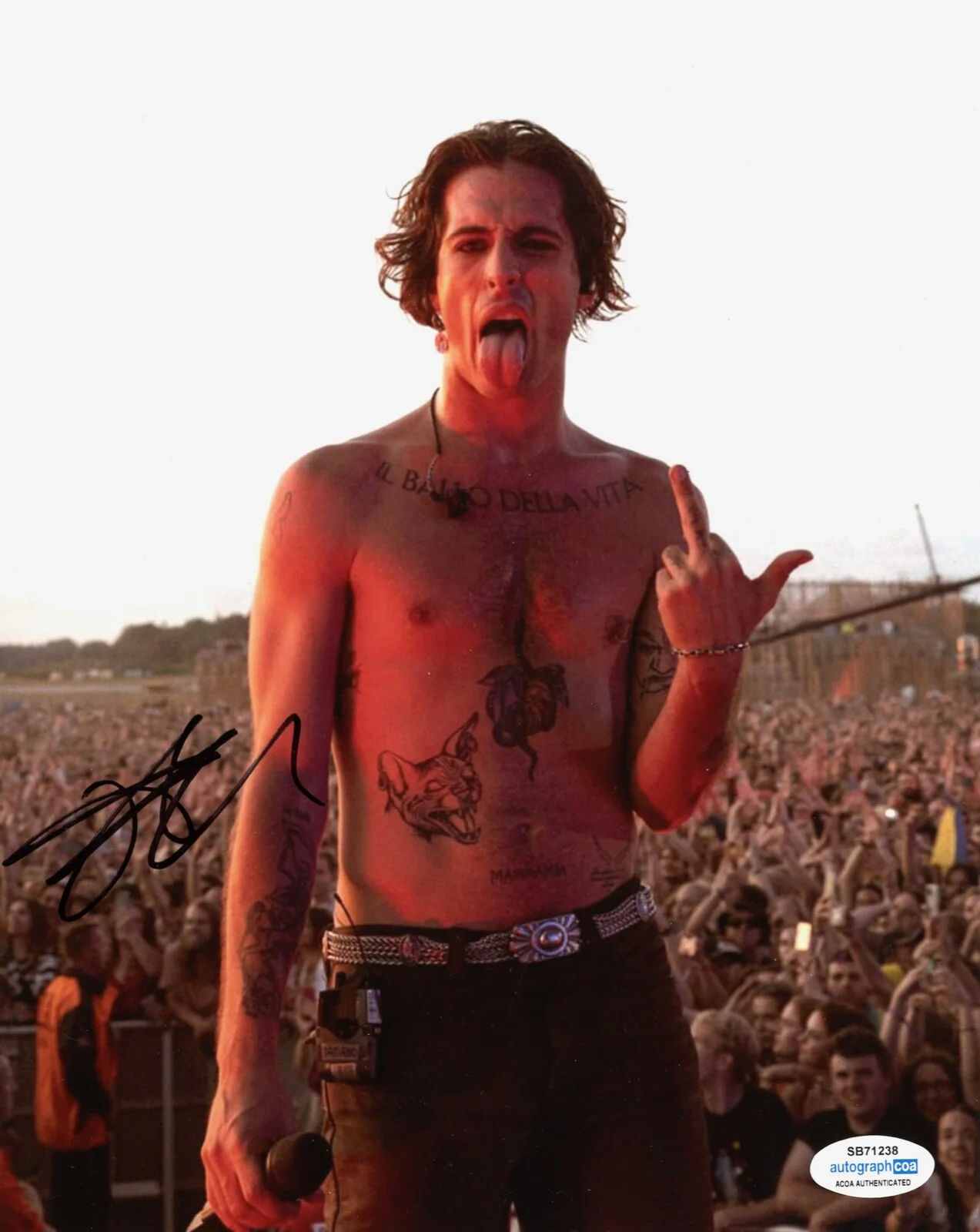 DAMIANO DAVID — Damiano David signed "MANESKIN" 8x10 Photo a Hot SEXY Born Broken Heart ACOA COA, изображение 3