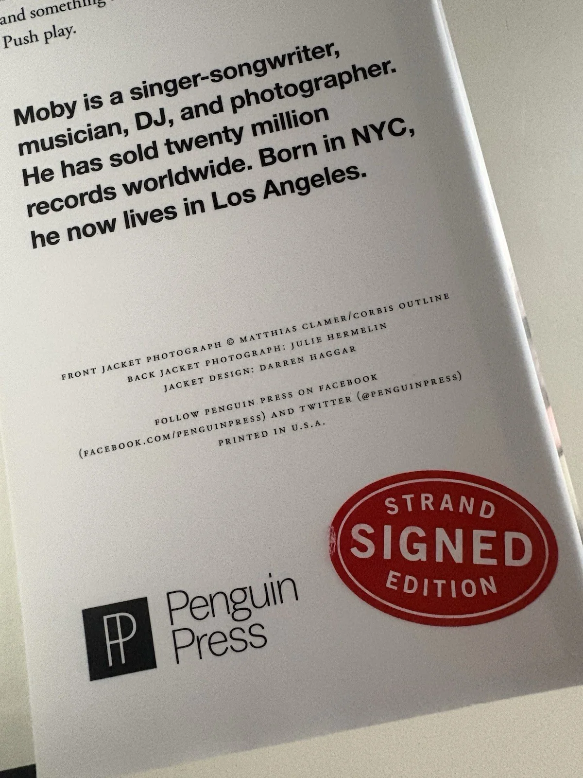 Moby SIGNED Porcelain Book AUTOGRAPHED Strand Signed Edition, image 5