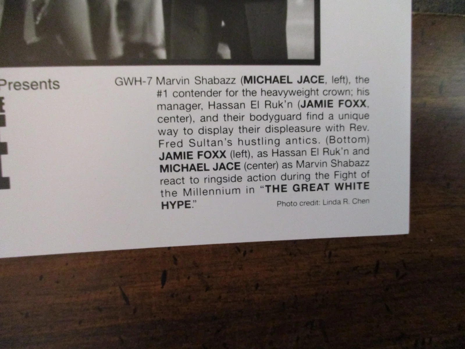 (THE GREAT WHITE HYPE)Jamie Foxx/Michael Jace)1996 8 x10 Black/White Press Photo, image 3