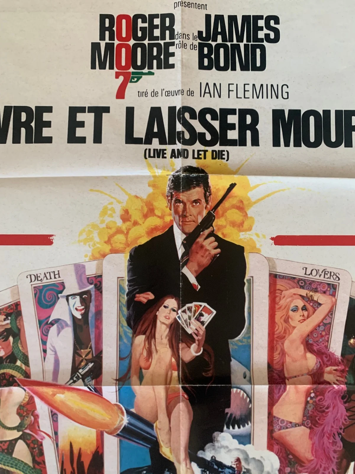 Original 1973 James Bond 007 Live and Let Die Poster – Rare French Double-Sided, изображение 5