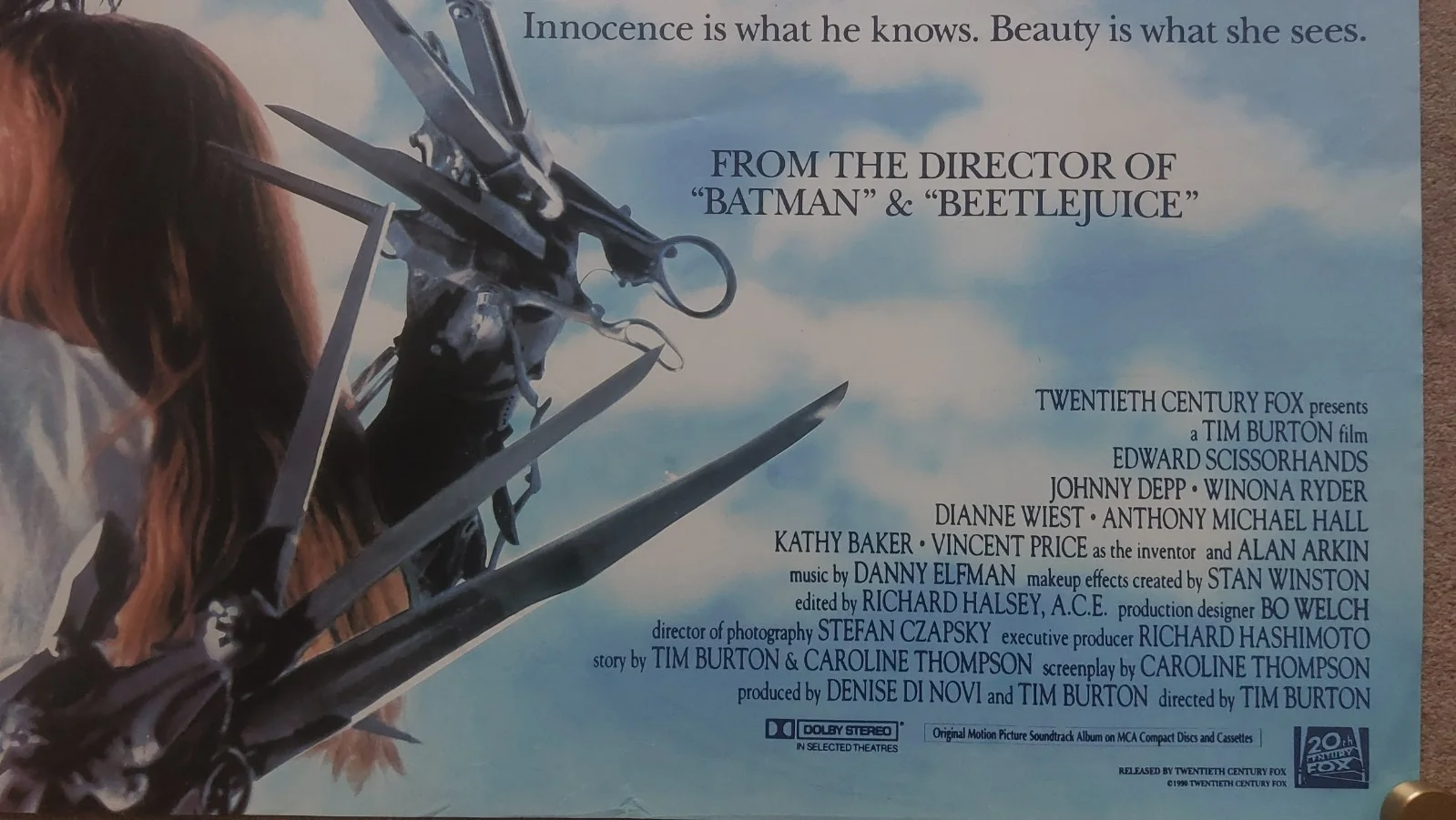 Edward Scissorhands Original UK Quad Poster, image 4