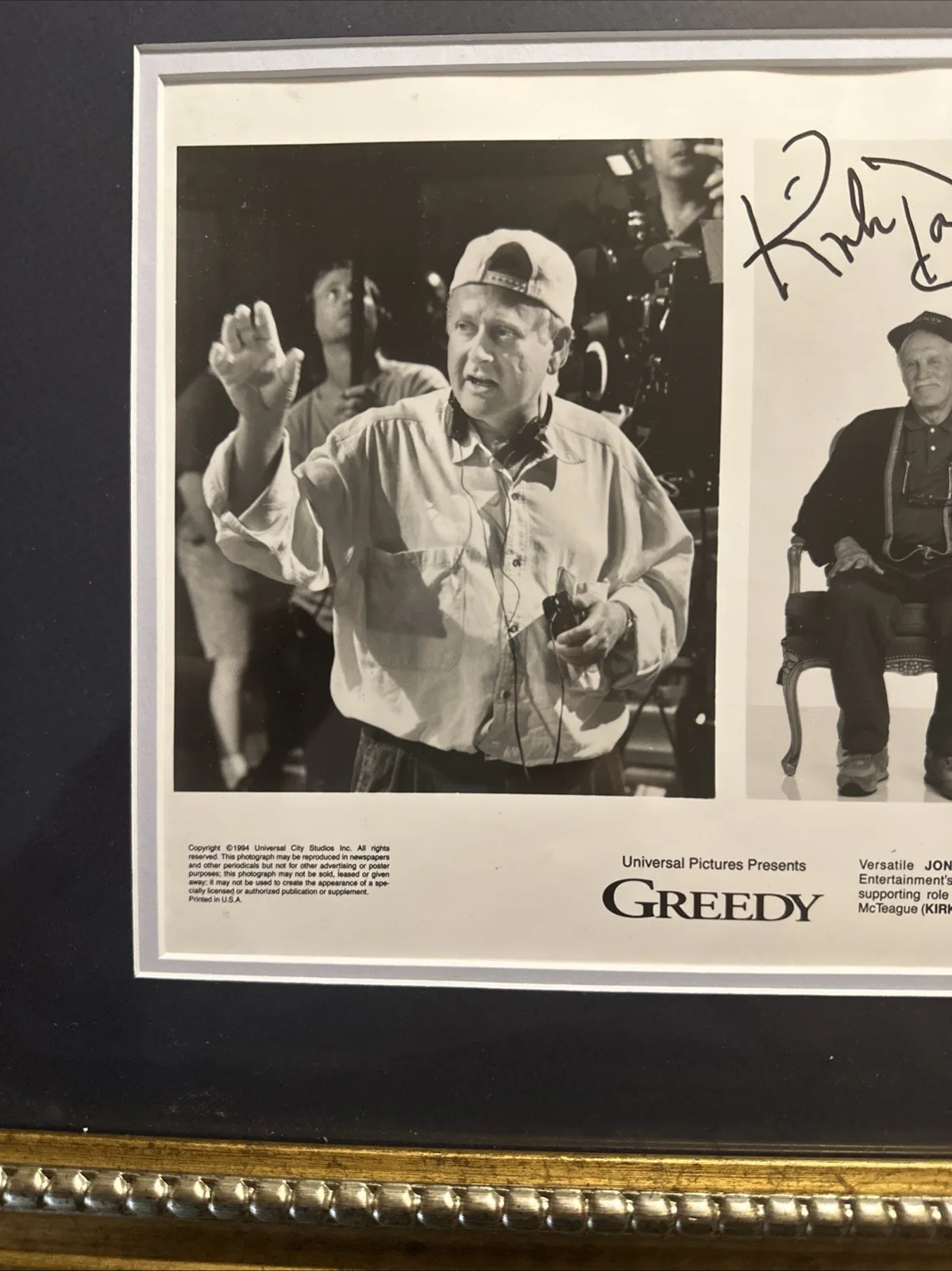 Kirk Douglas — kirk douglas signed autograph Picture From Movie Greedy In A 16”X 13” Frame, image 2