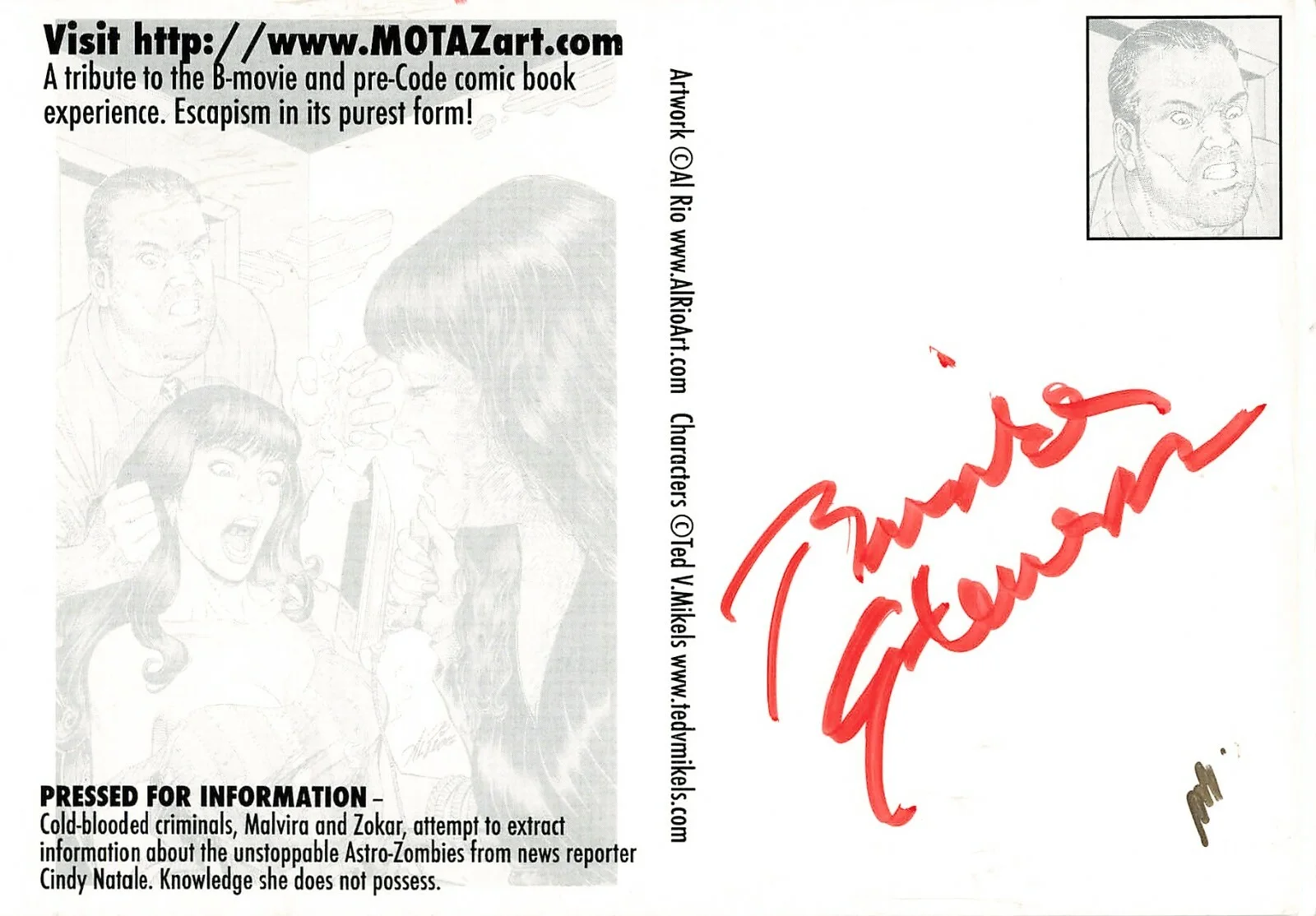 Brinke Stevens — Brinke Stevens Hand Signed Autographed Postcard Mark of the Astro-Zombies *Am3a, изображение 2