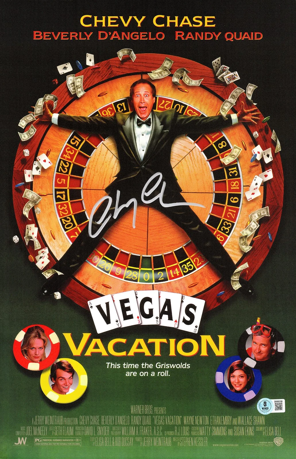 Chevy Chase — Chevy Chase Signed Framed 11x17 Vegas Vacation Movie Poster Beckett Wit, изображение 2