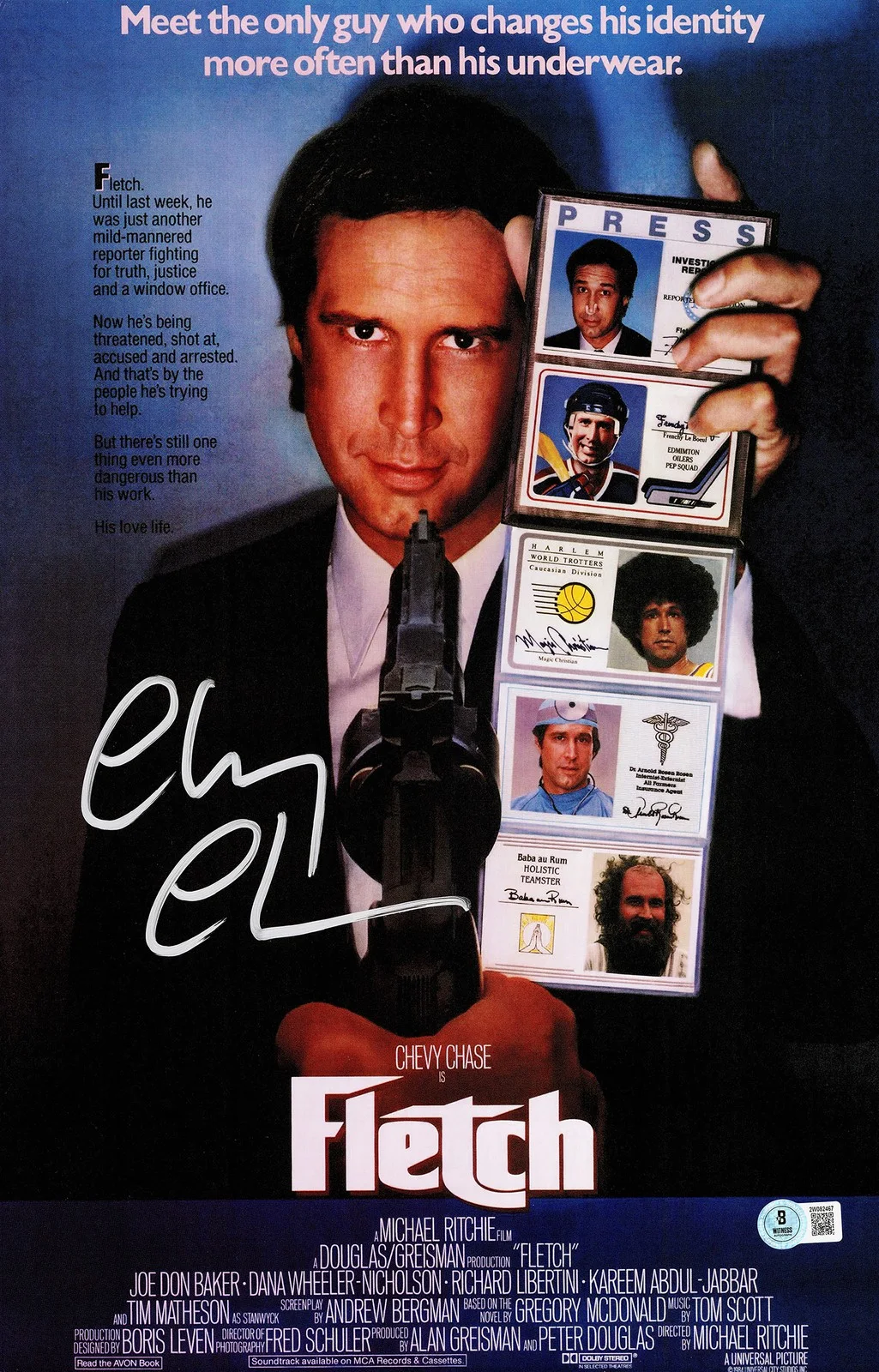 Chevy Chase — Chevy Chase Signed Framed 11x17 Fletch Movie Poster Beckett Wit, изображение 2