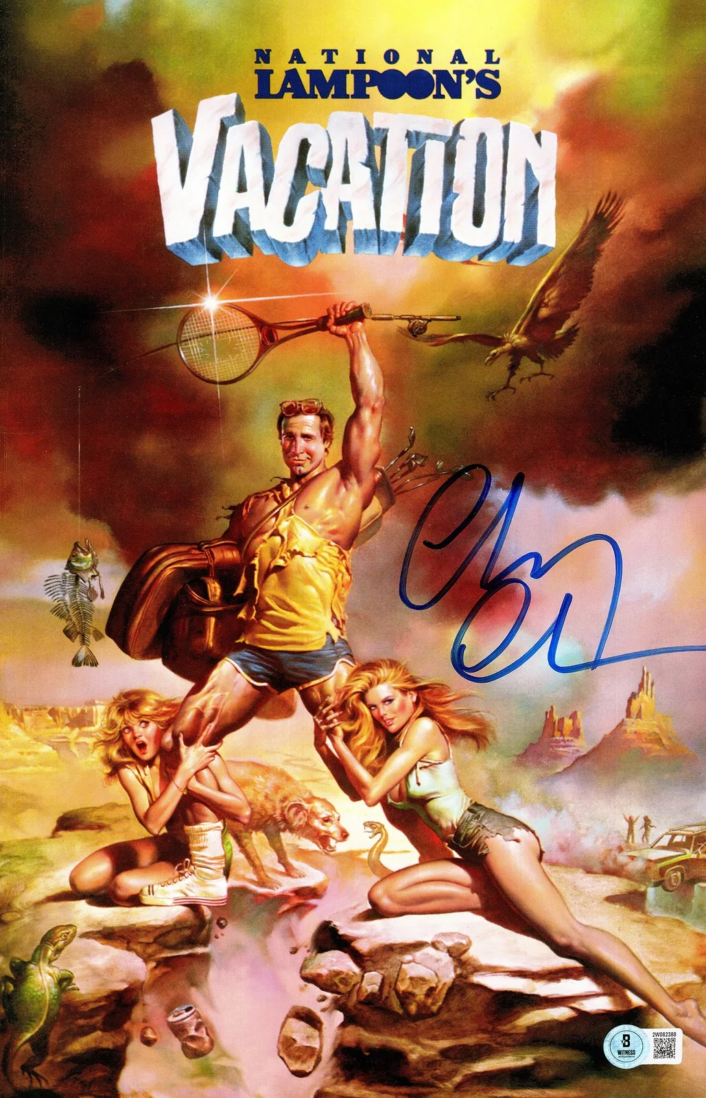 Chevy Chase — Chevy Chase Signed Framed 11x17 Vacation Movie Poster Beckett Wit, image 2