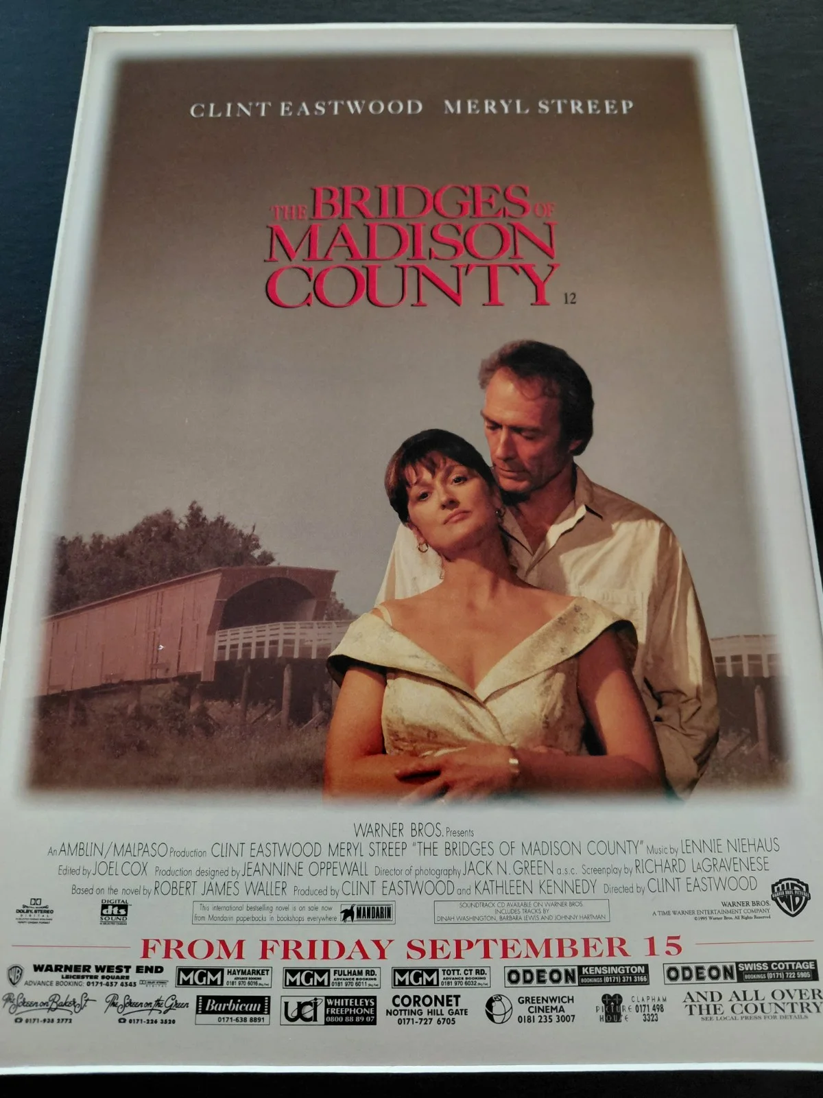 The Bridges Of Madison County Poster Original Movie Advert Mounted 14x11", изображение 2