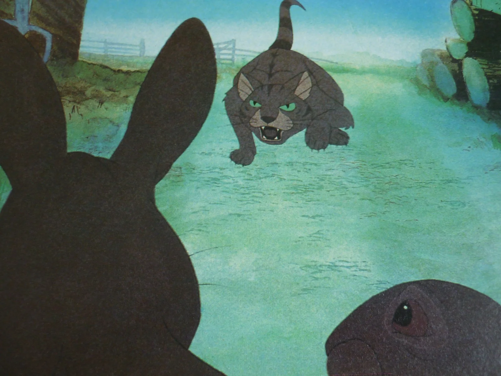 Watership Down framed a4 Richard Adams 1978 Movie scenes farm cat attack, image 2