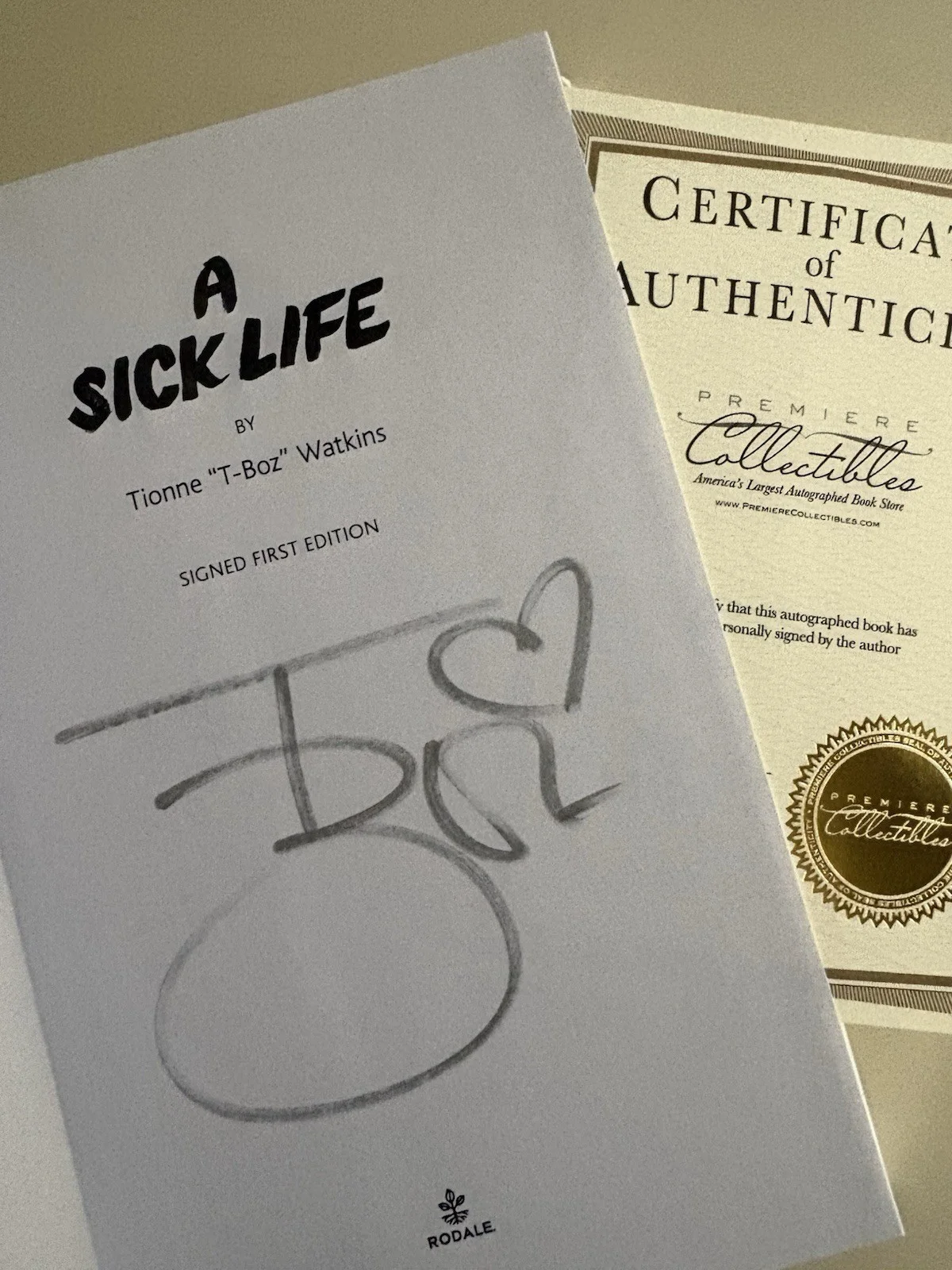 T-Boz TLC SIGNED A Sick Life Premiere Collectibles AUTOGRAPHED book NEW!, image 2
