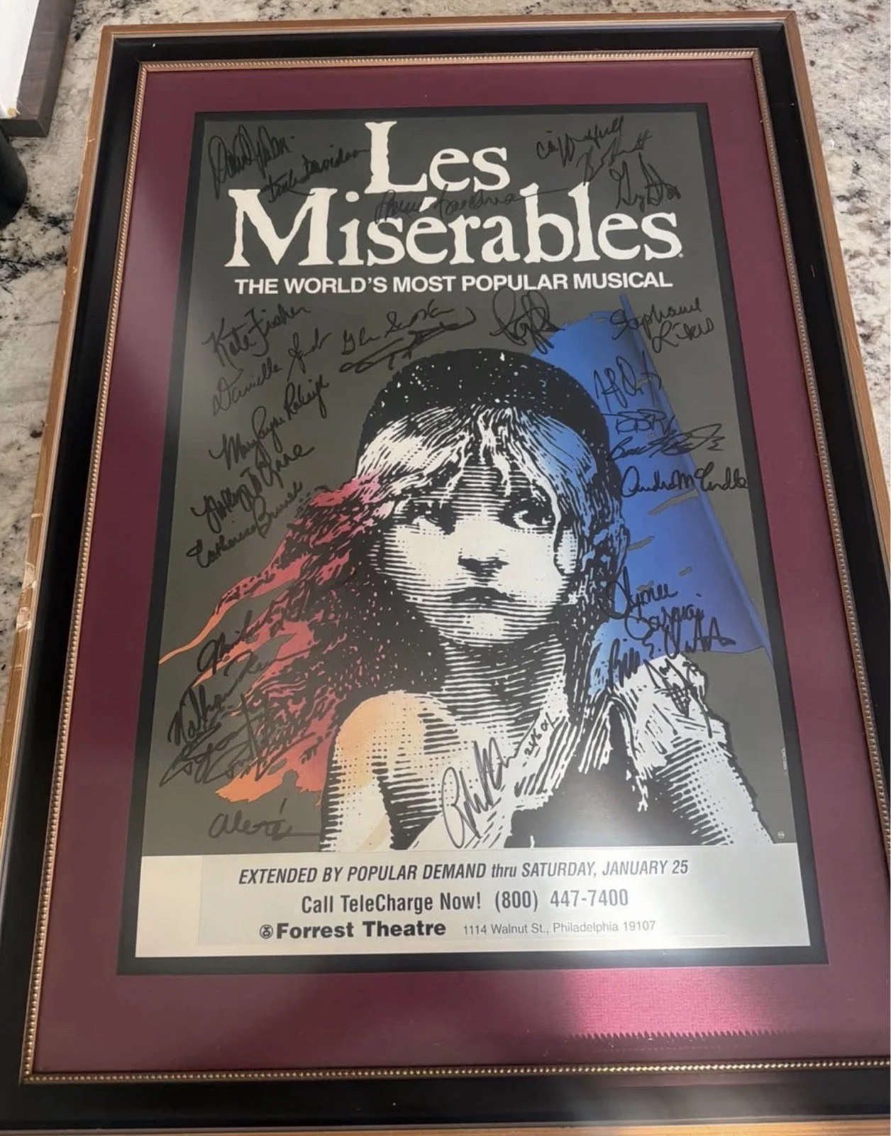 les miserables Cast Signed Poster (30+autographs19x29) Rare Forrest Theatre Cast, image 2