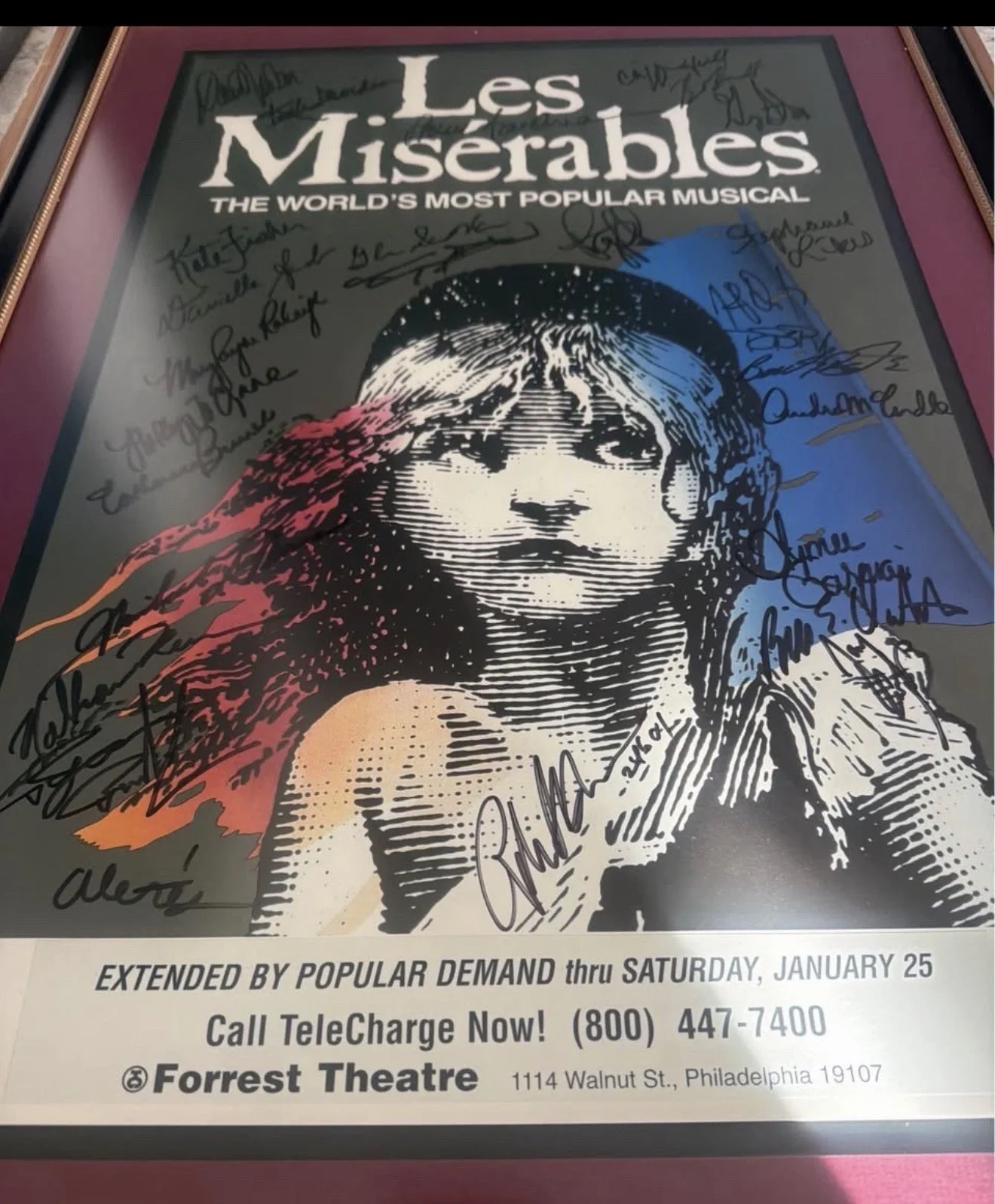 les miserables Cast Signed Poster (30+autographs19x29) Rare Forrest Theatre Cast, image 3