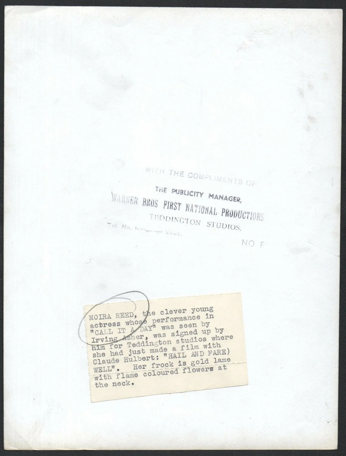 MOIRA REED 1936 Hail and Farewell ORIGINAL PORTRAIT, image 2