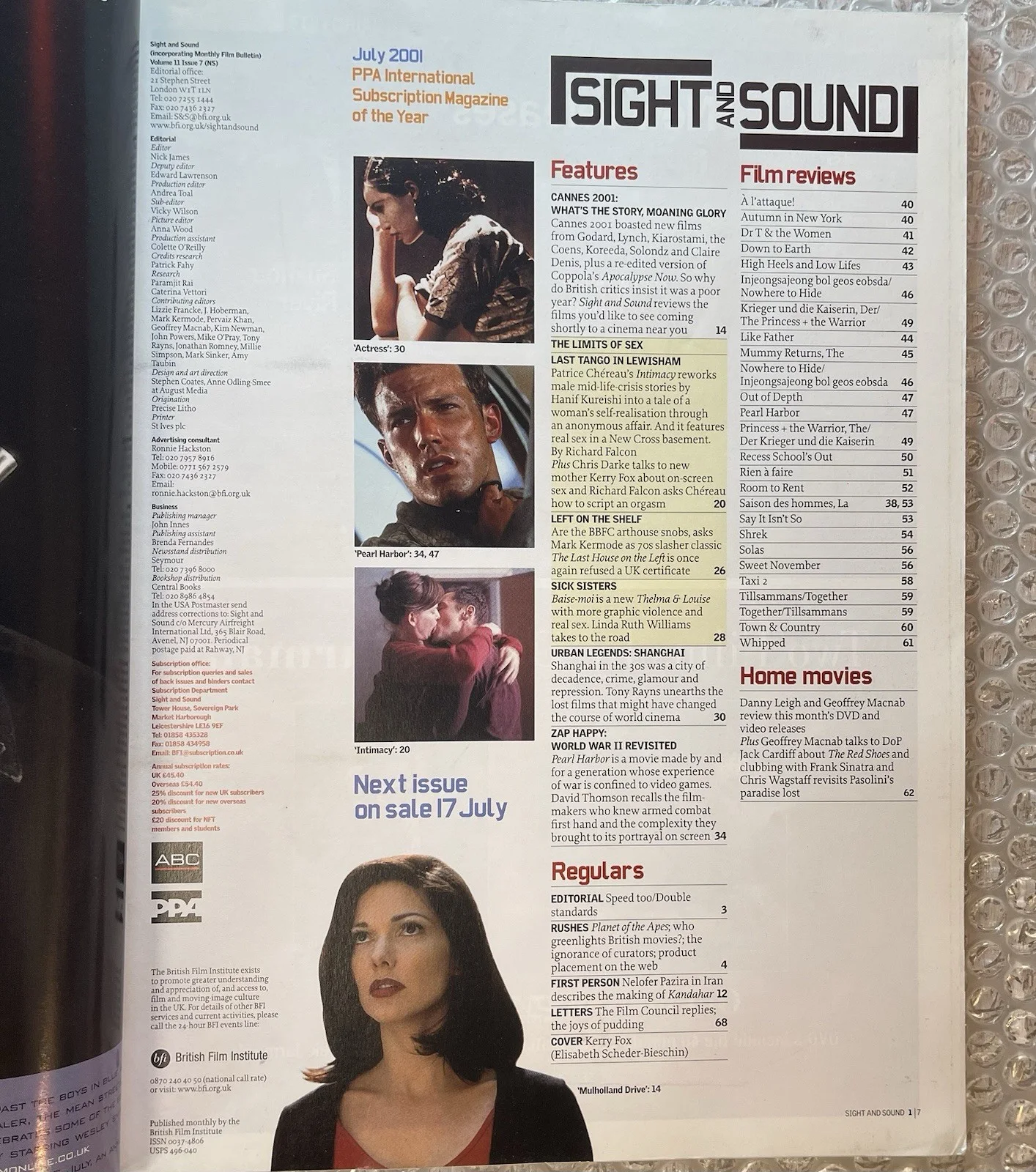 Sight and Sound Film July 2001 Lynch Cannes Special, image 3