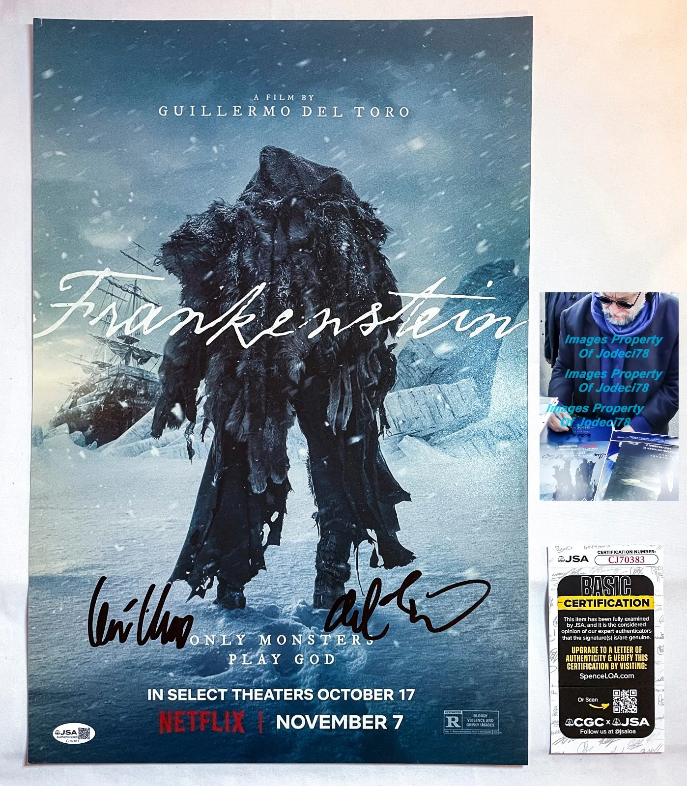 Guillermo del Toro — Guillermo del Toro Director Signed FRANKENSTEIN 12x18 Photo EXACT Proof JSA C