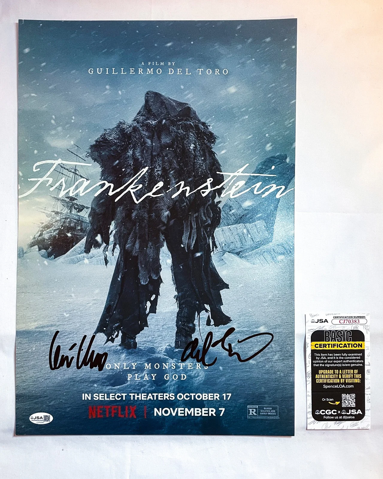 Guillermo del Toro — Guillermo del Toro Director Signed FRANKENSTEIN 12x18 Photo EXACT Proof JSA C, изображение 4