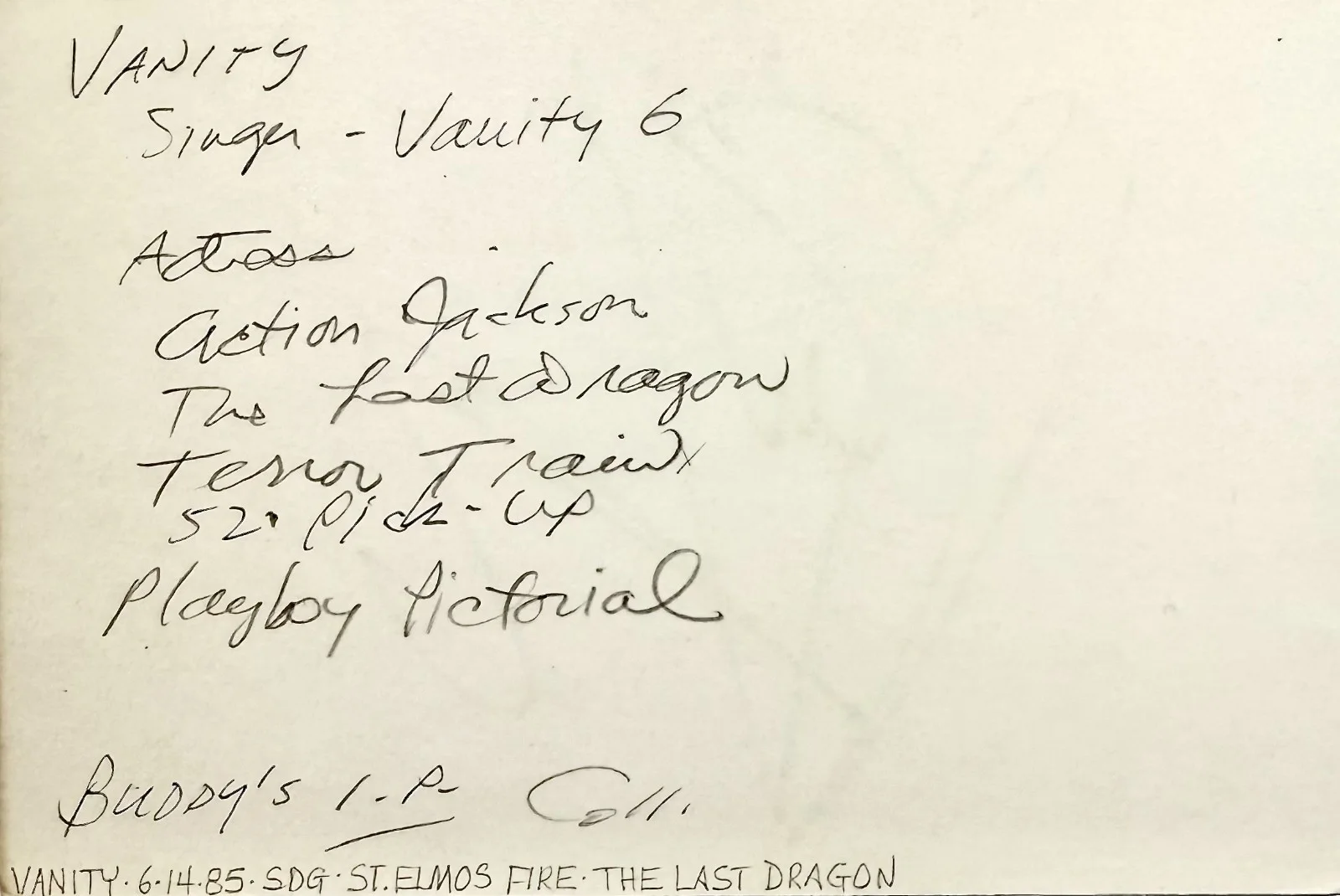 VANITY Signed Autographed 4x6 INDEX CARD Nasty Girl Vanity 6 Sex Symbol PRINCE, изображение 5