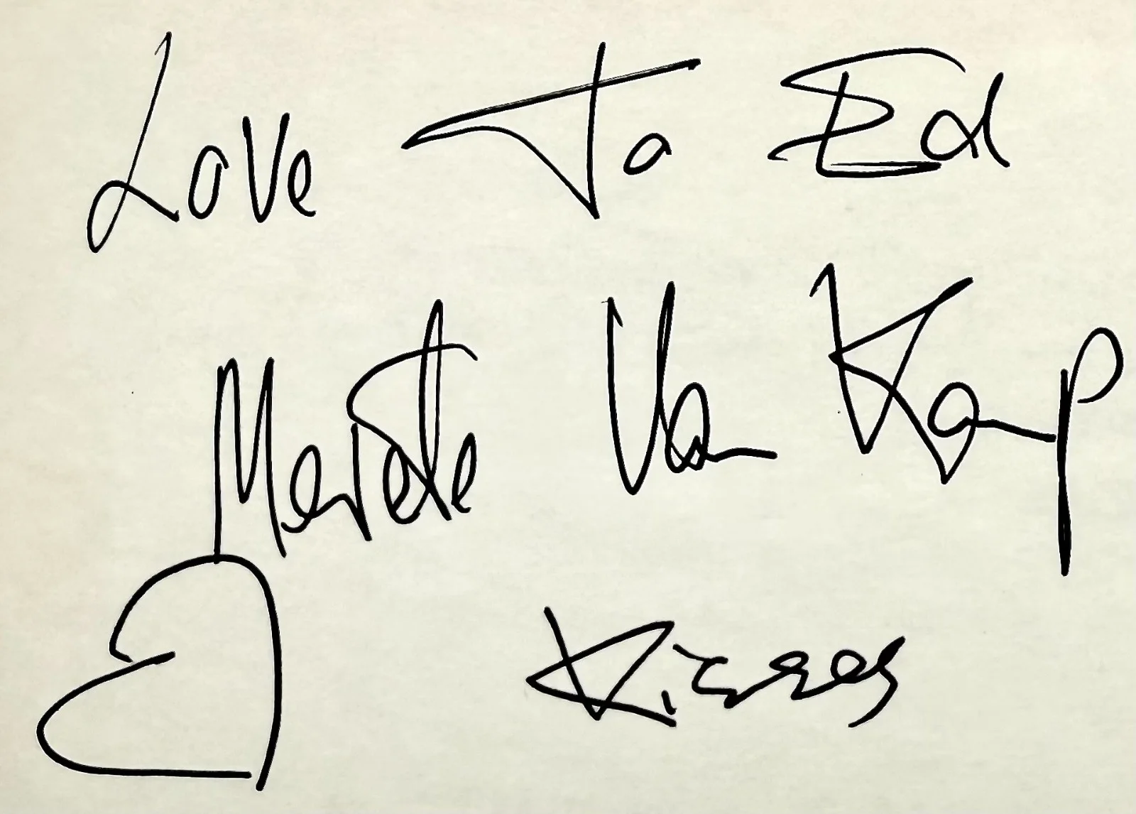 Merete Van Kamp — MERETE VAN KAMP Signed Autographed 4"x 6" INDEX CARD HOTEL Mission Kill DALLAS, изображение 2