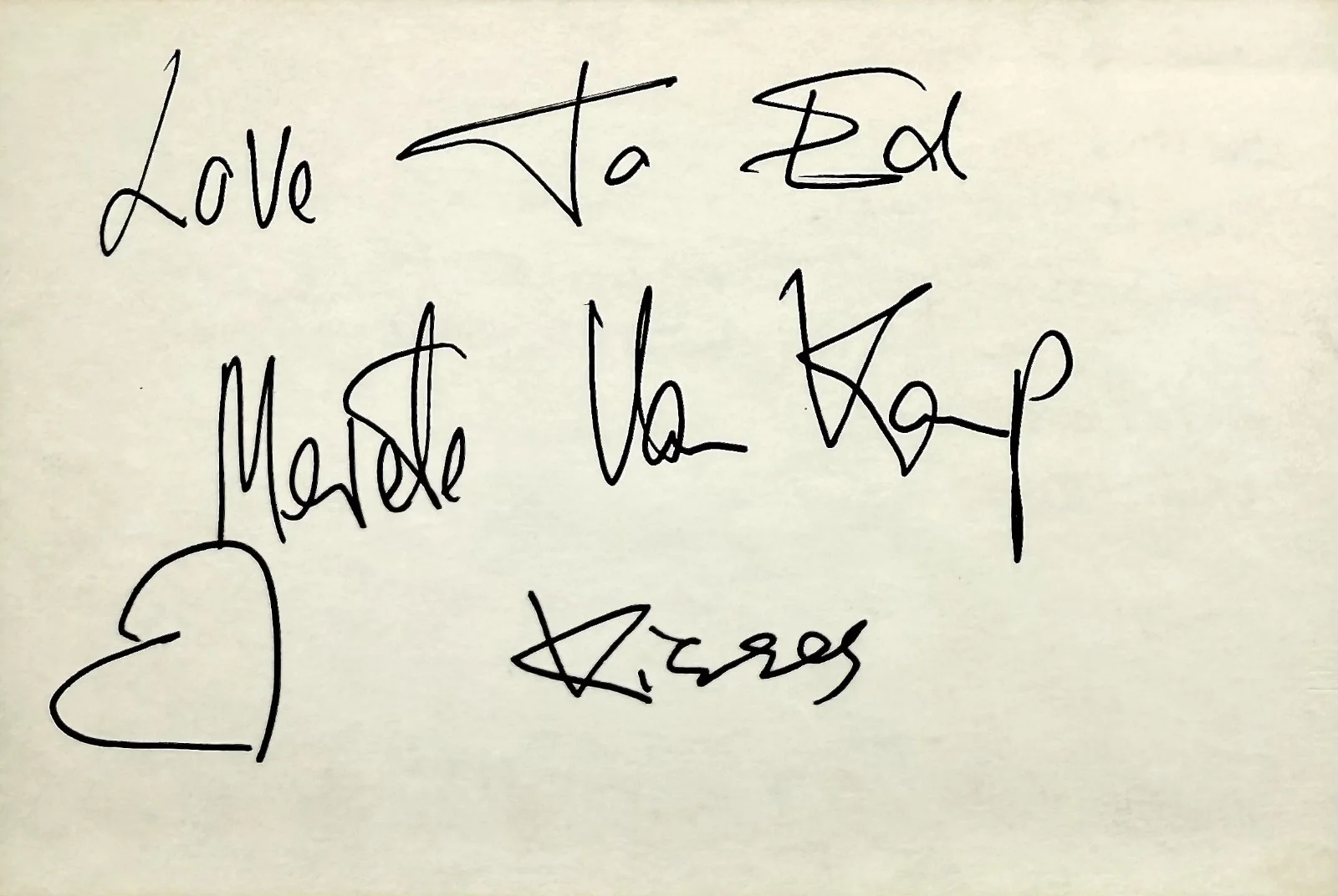 Merete Van Kamp — MERETE VAN KAMP Signed Autographed 4"x 6" INDEX CARD HOTEL Mission Kill DALLAS, изображение 4