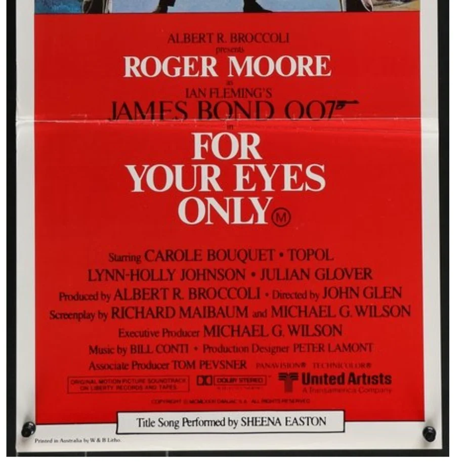 An Original 1981 'For Your Eyes Only' Folded Australian Daybill Movie Poster, image 3