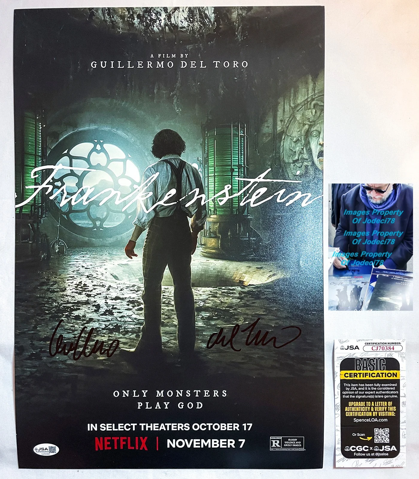 Guillermo del Toro — Guillermo del Toro Director Signed FRANKENSTEIN 12x18 Photo EXACT Proof JSA D