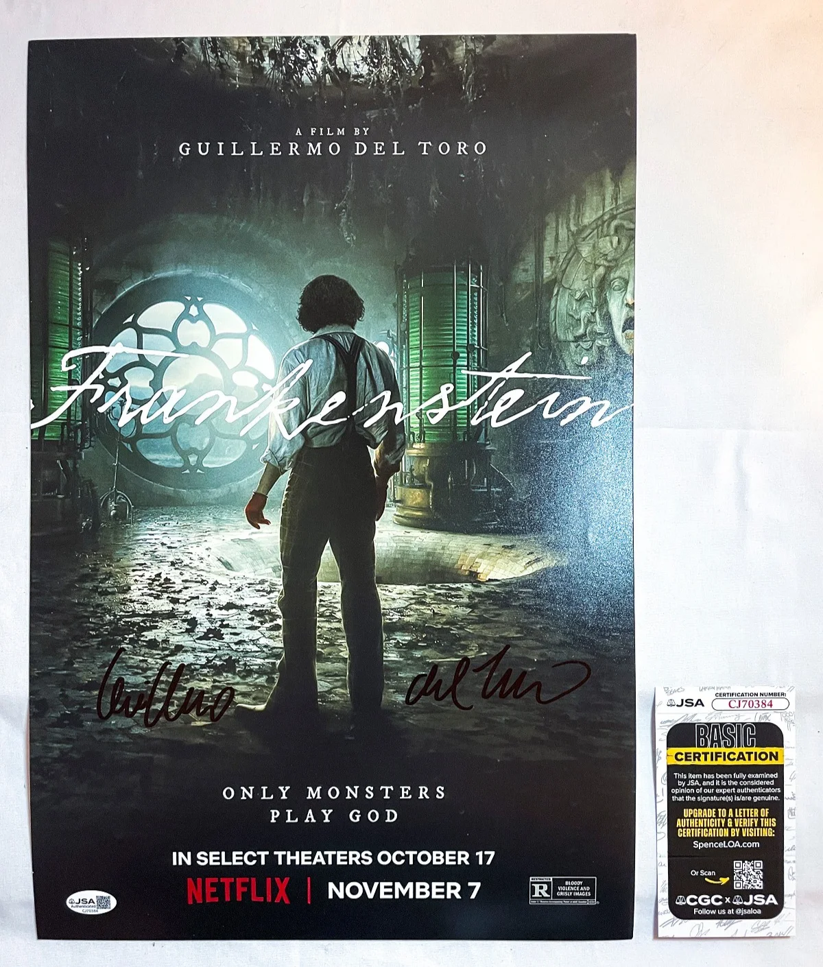 Guillermo del Toro — Guillermo del Toro Director Signed FRANKENSTEIN 12x18 Photo EXACT Proof JSA D, изображение 4