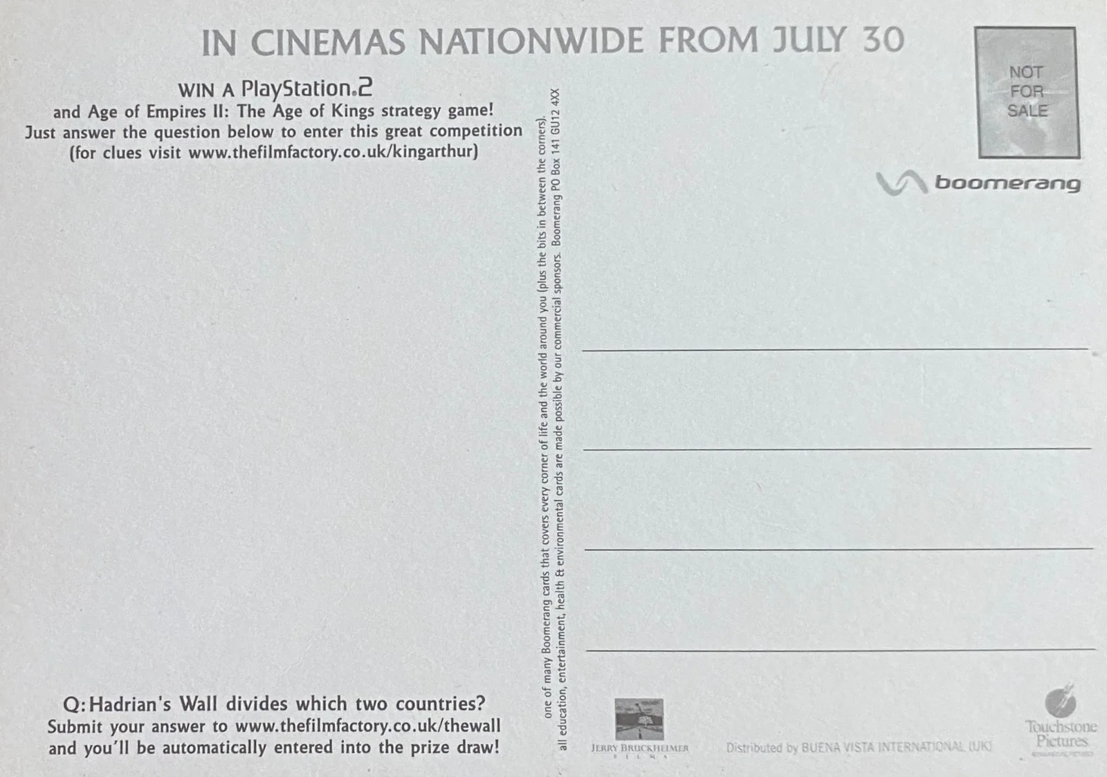 King Arthur Film Promotional Postcard, image 2