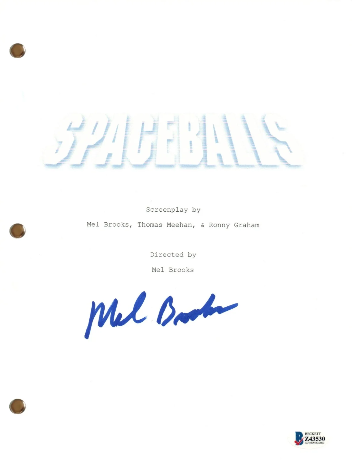 Mel Brooks — Mel Brooks "Spaceballs" Signed Autograph Movie Script Screenplay Beckett COA, image 2
