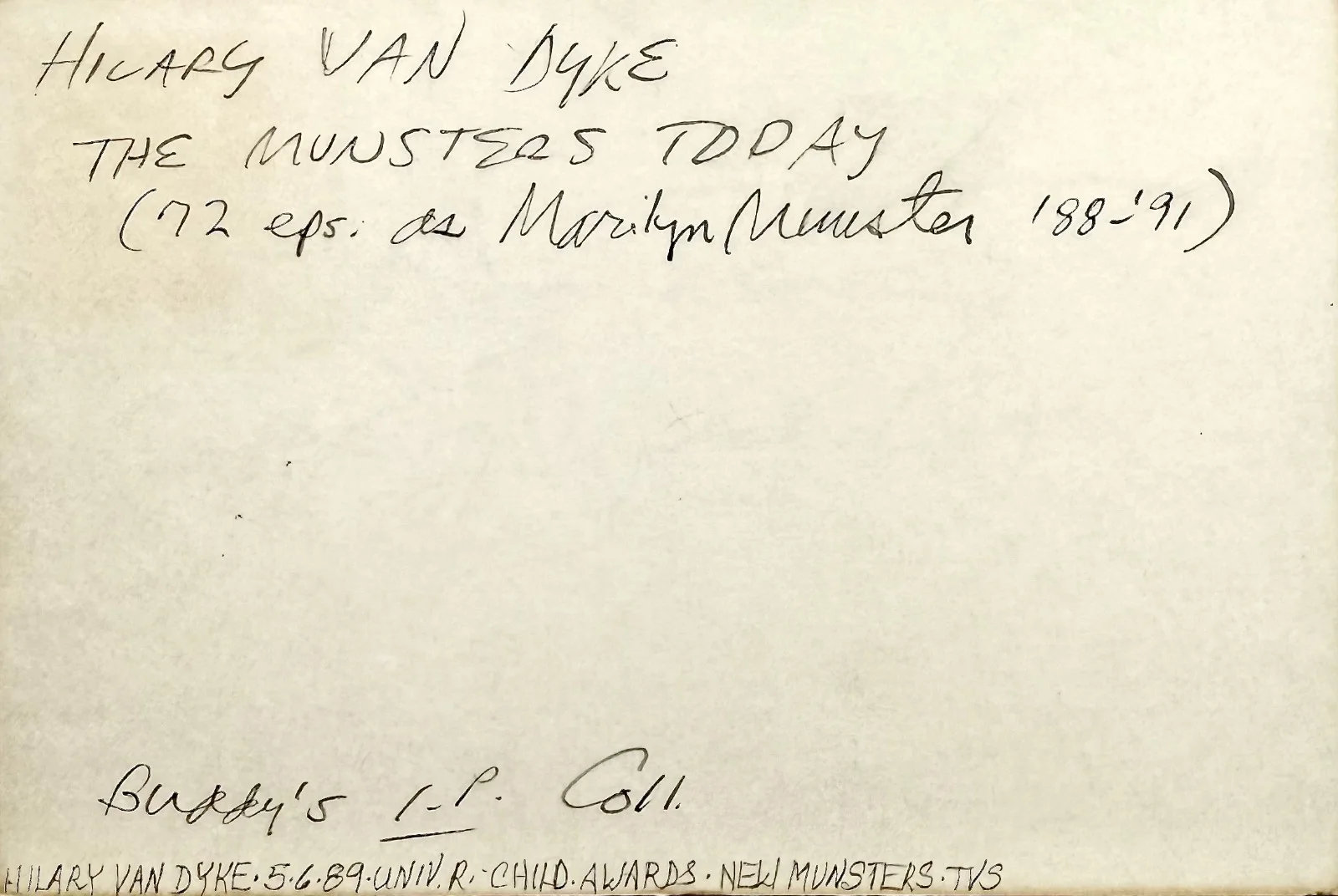 Hilary Van Dyke — HILARY VAN DYKE Signed Autograph 4x6 INDEX CARD Life Goes On The Munsters Today, изображение 3