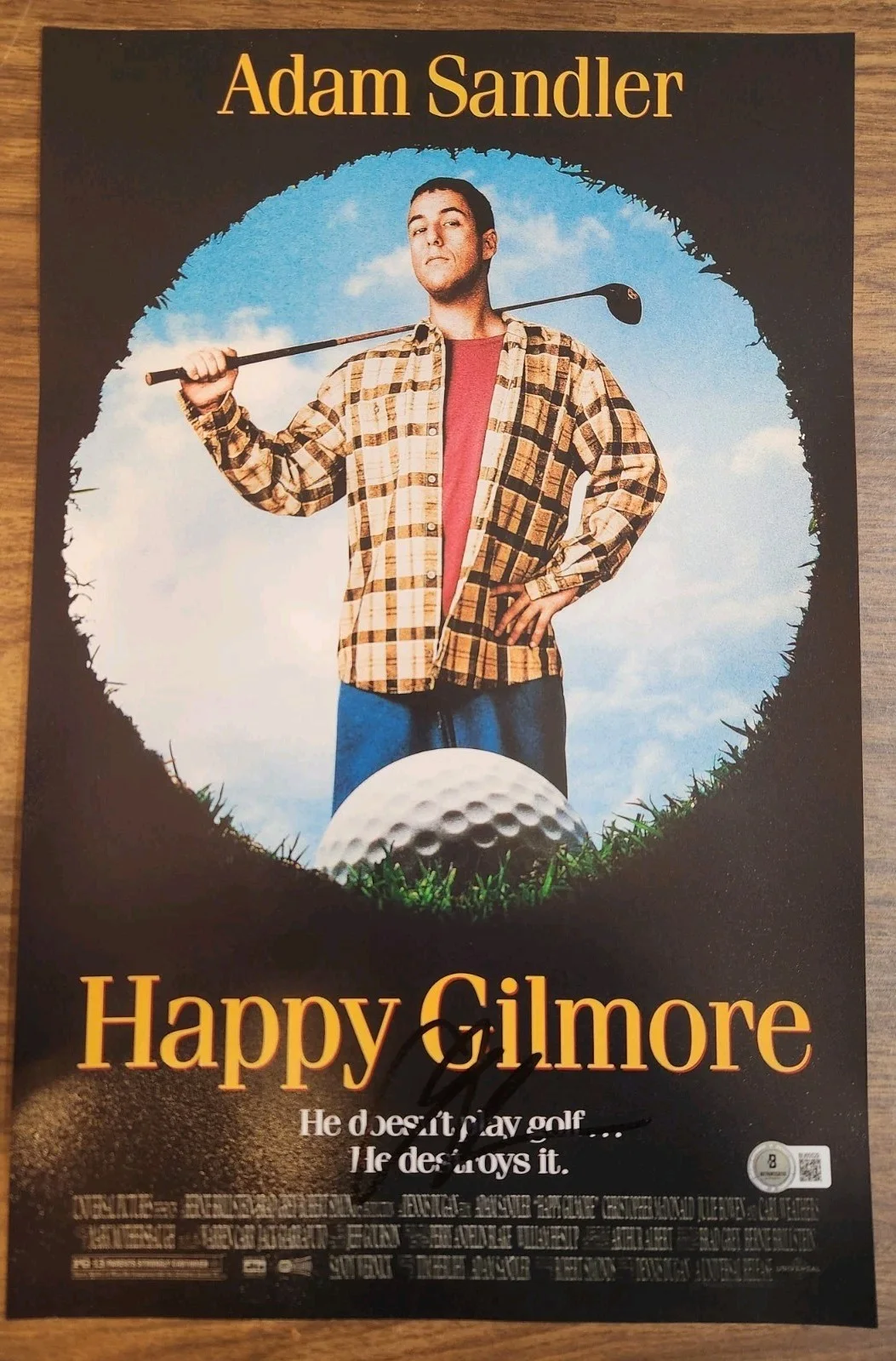 adam sandler — Adam Sandler Signed Happy Gilmore Comedy Legend 11x17 Photo Autographed BAS COA