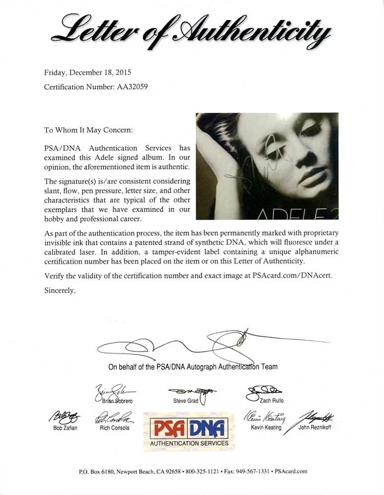 Adele 21 Autographed Signed Album LP Record Certified Authentic BAS PSA/DNA COA, image 4