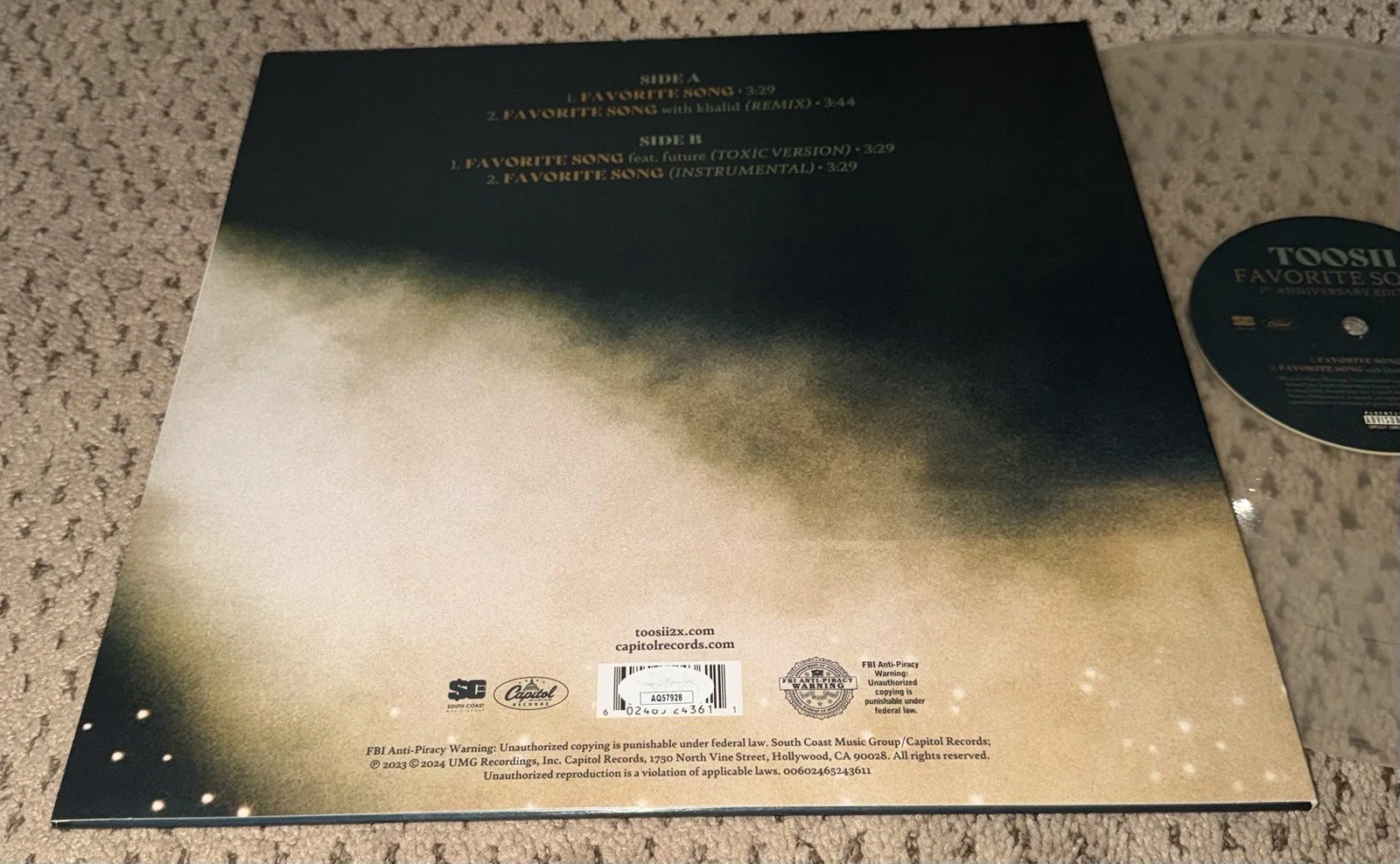 TOOSII SIGNED ALBUM JSA AUTOGRAPH RAP HIP HOP MUSIC FAVORITE SONG TOOSI VINYL, изображение 3