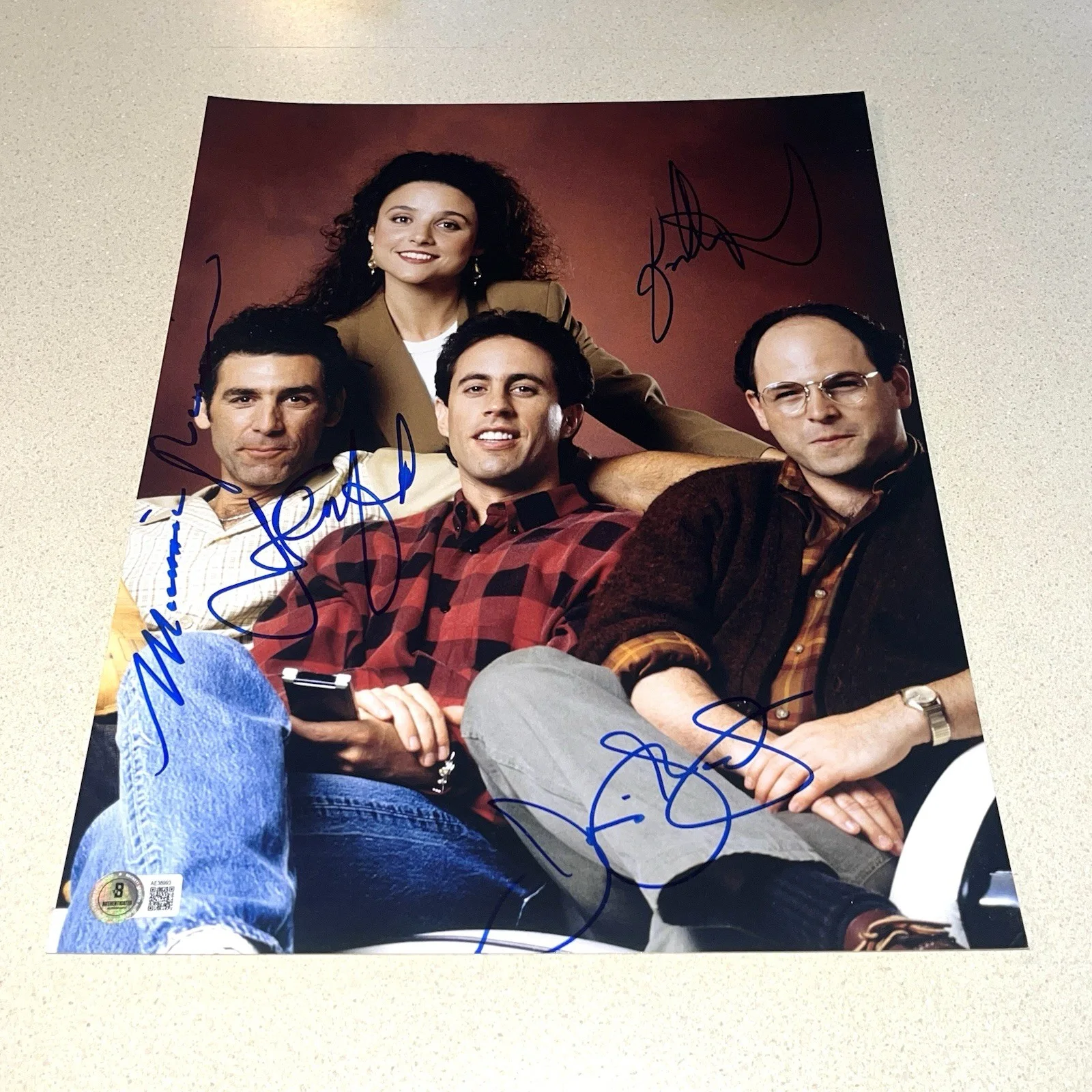 SEINFELD CAST — SEINFELD CAST signed autographed 11X14 PHOTO JERRY ELAINE KRAMER GEORGE BECKETT