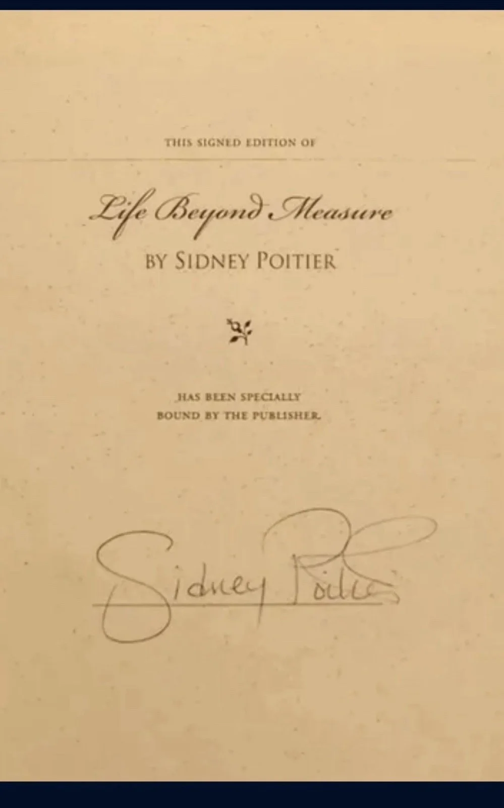 SIDNEY POITIER SIGNED BOOK PAGE, image 2