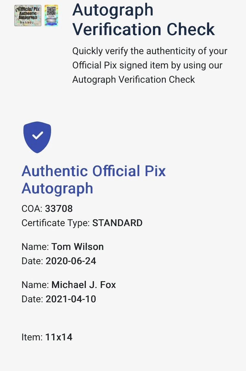 Michael J. Fox, Tom Wilson — Michael J. Fox & Tom Wilson "Back to the Future II" Signed 11x14 OPX Photo, image 3