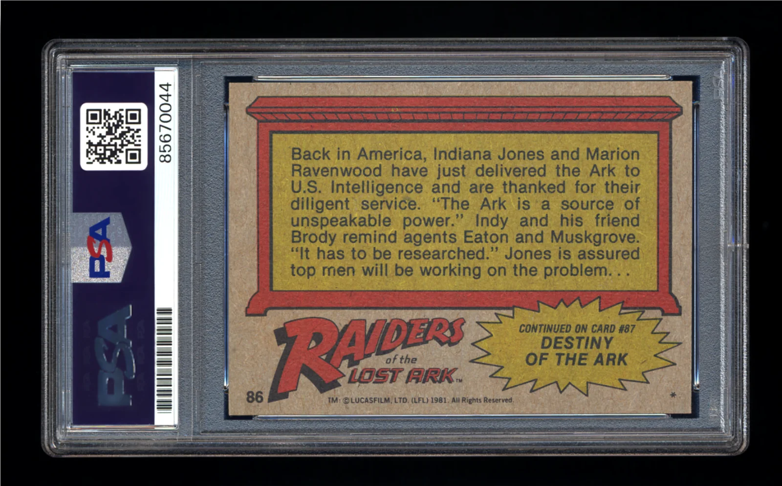 Karen Allen — KAREN ALLEN SIGNED 1981 TOPPS RAIDERS OF THE LOST ARK CARD PSA/DNA AUTOGRAPHED, image 2
