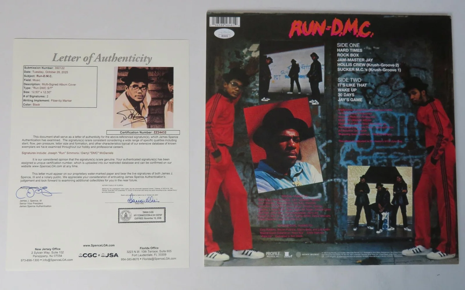 RUN DMC Signed Autograph Auto "Run-DMC S/T" Album Vinyl LP by 2 JSA, изображение 5