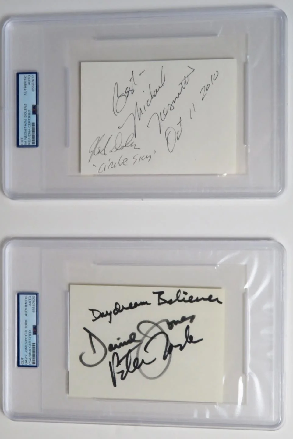 THE MONKEES Signed Autograph Auto Index Card Cut Page Slab by 4 PSA JSA, image 2