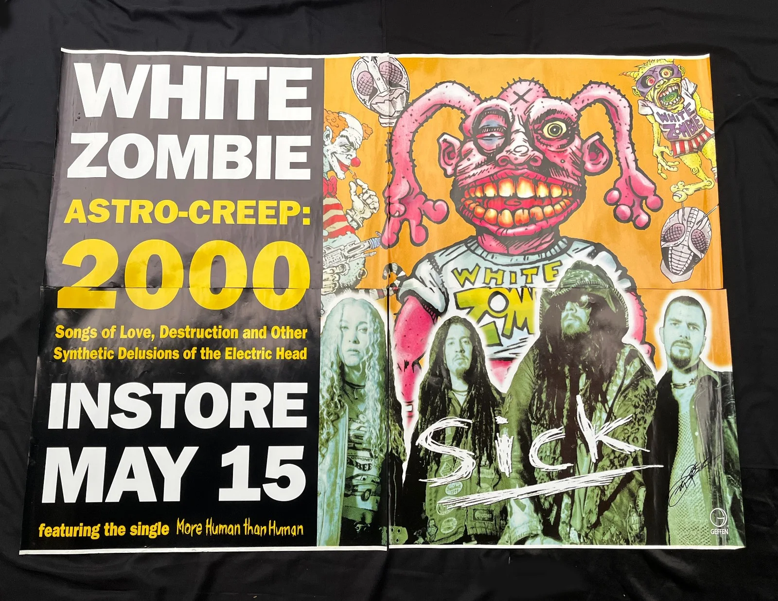 MEGA RARE 1995 WHITE ZOMBIE ASTROCREEP 2000 LP HUGE 80x60 EURO SUBWAY POSTER EX, image 2