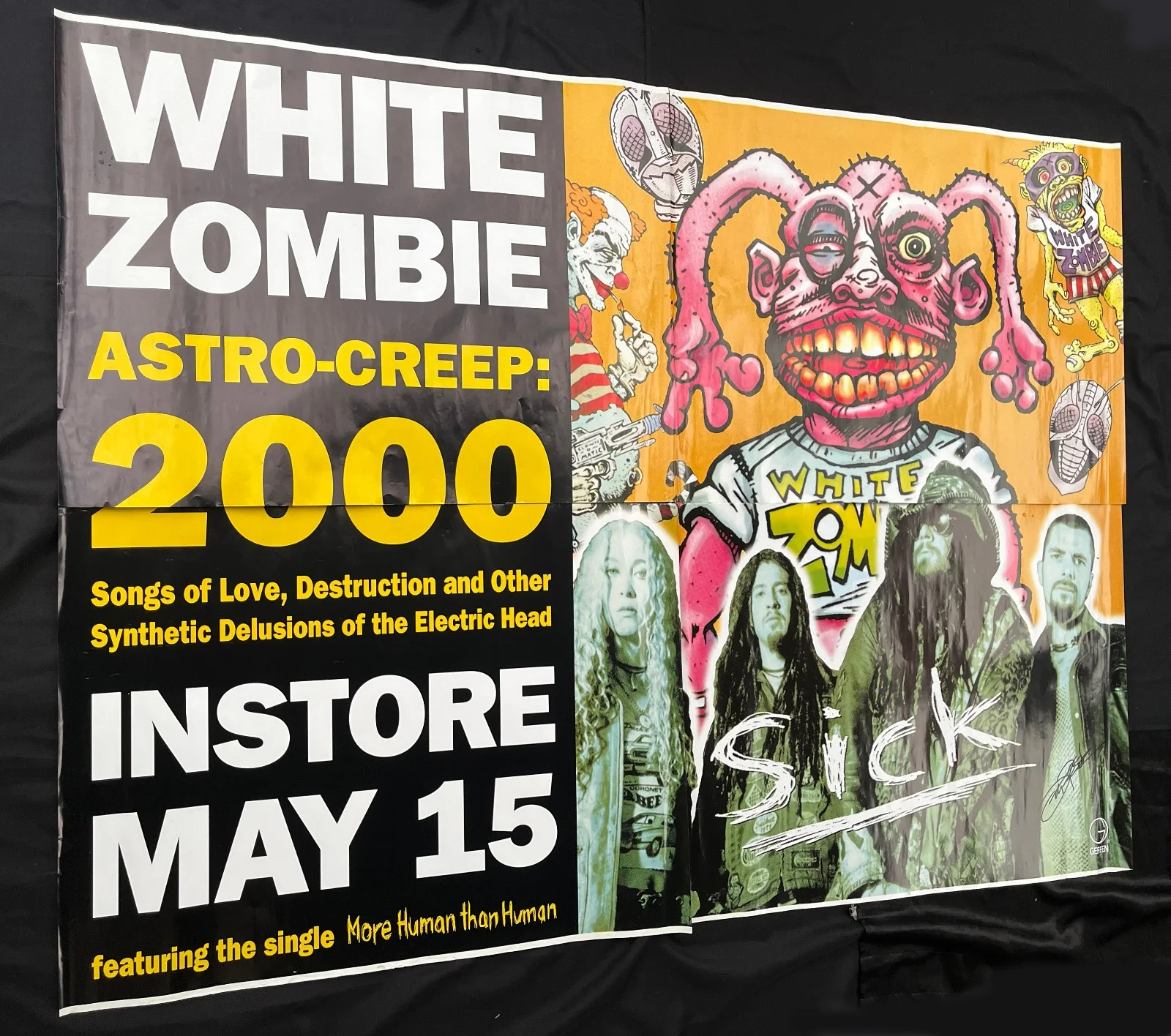MEGA RARE 1995 WHITE ZOMBIE ASTROCREEP 2000 LP HUGE 80x60 EURO SUBWAY POSTER EX, image 3