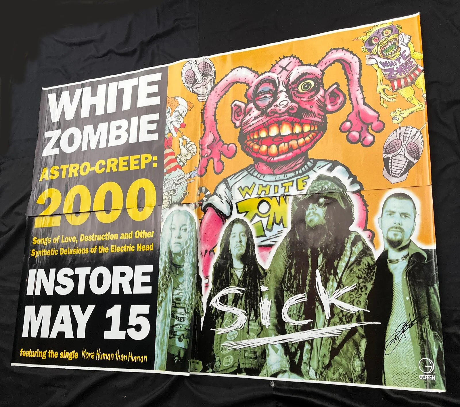 MEGA RARE 1995 WHITE ZOMBIE ASTROCREEP 2000 LP HUGE 80x60 EURO SUBWAY POSTER EX, image 4