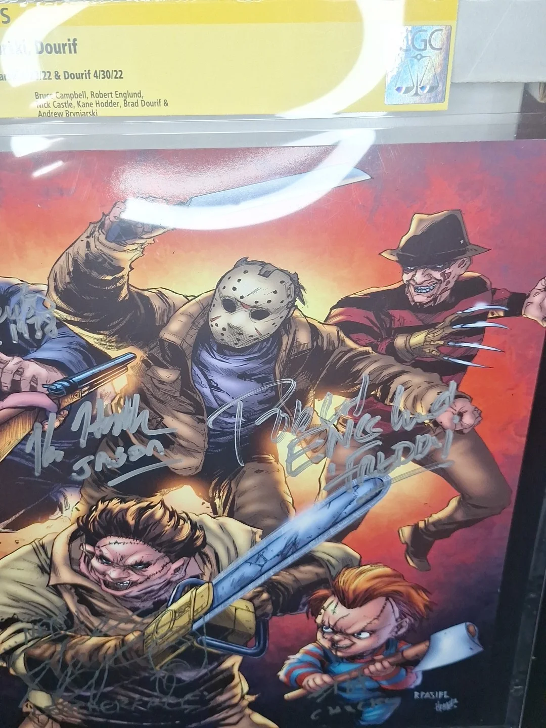 BRUCE CAMPBELL, ENGLUND, CASTLE, HODDER, BRYNIARSKI, DOURIF — SIGNED CAMPBELL, ENGLUND, CASTLE, HODDER, BRYNIARSKI, DOURIF CGC CERTIFIED, изображение 5