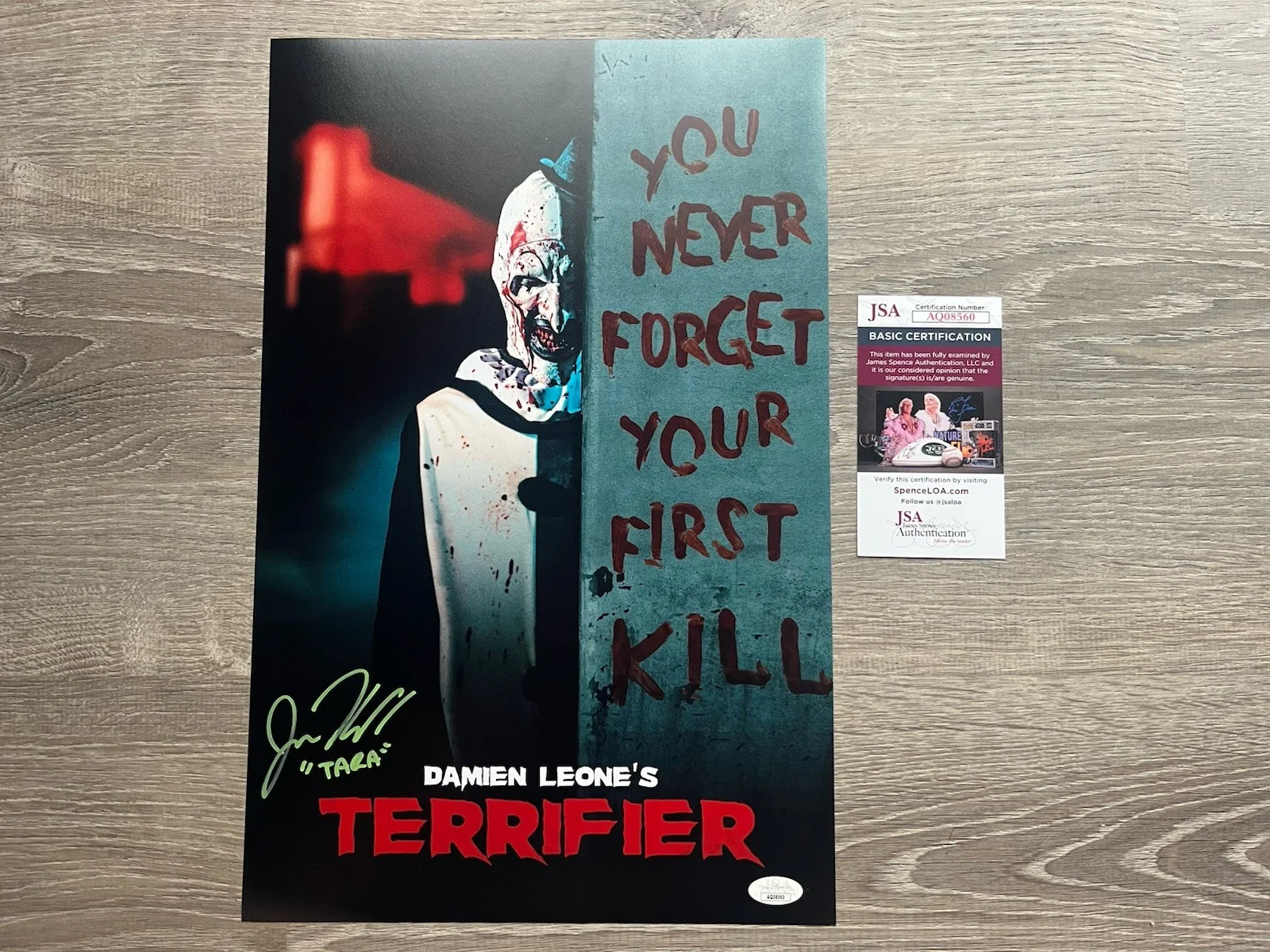 Jenna Kanell — Jenna Kanell Signed Terrifier 11x17 Photo JSA COA Tara Heyes Art The Clown