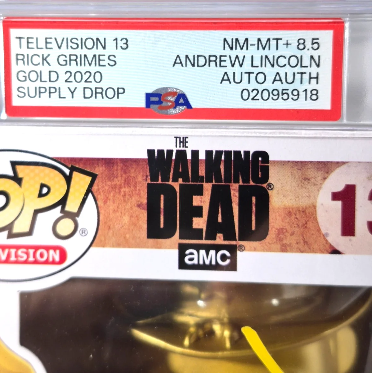 Andrew Lincoln — ANDREW LINCOLN SIGNED RICK GRIMES SUPPLY DROP FUNKO POP PSA COA 8.5 GRADE ENCAP, image 3