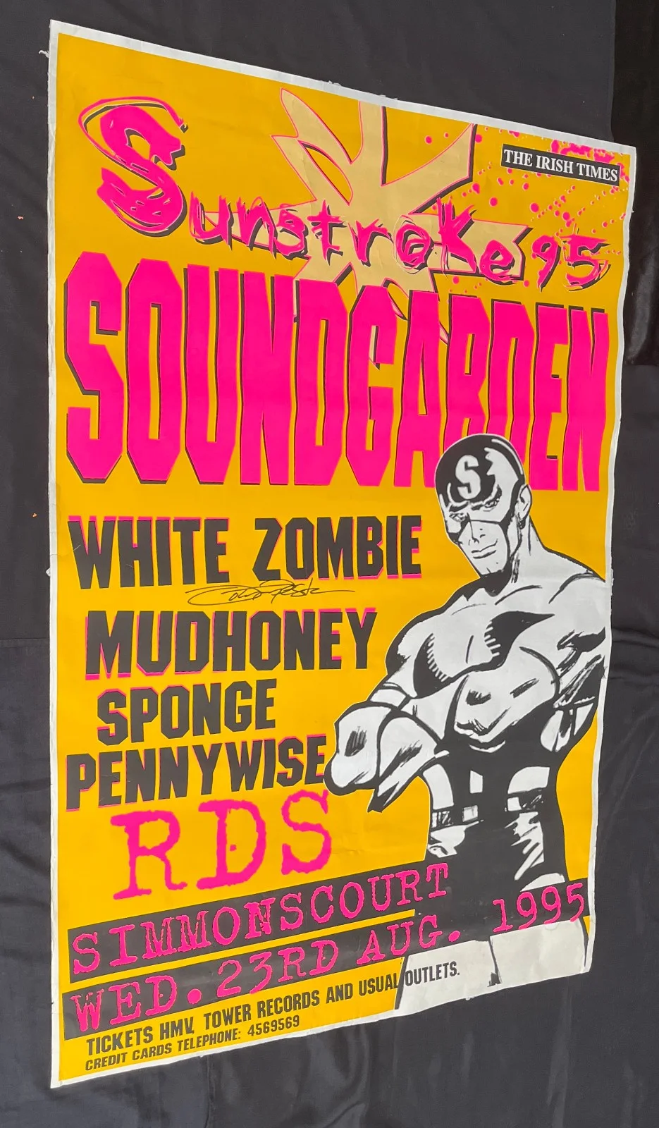 MEGA RARE 1995 DUBLIN SUNSTROKE FESTIVAL 60x40 SUBWAY POSTER SOUNDGARDEN VG+, изображение 2