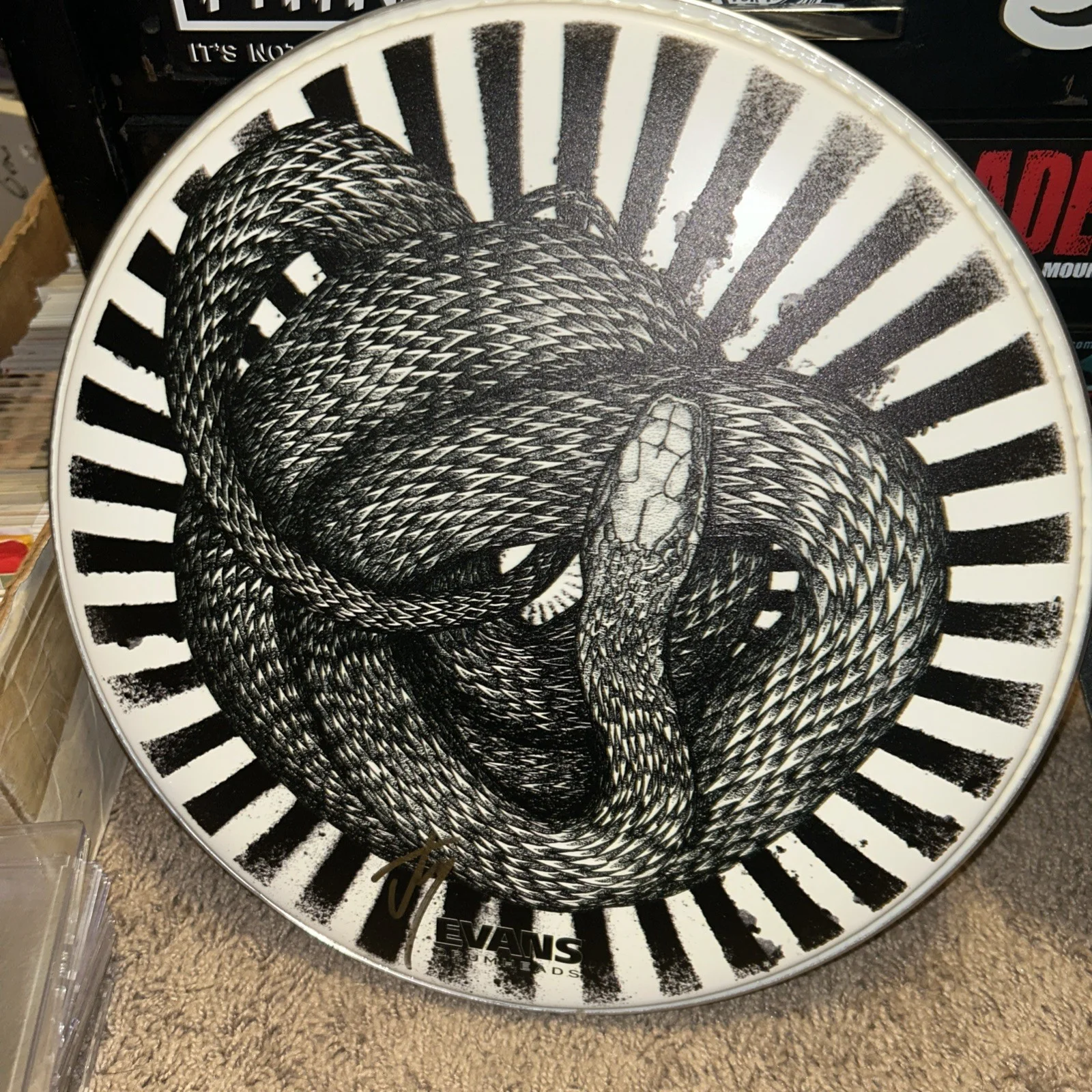 Autograph JAY WEINBERG Drumhead Coil COA Slipknot, image 4