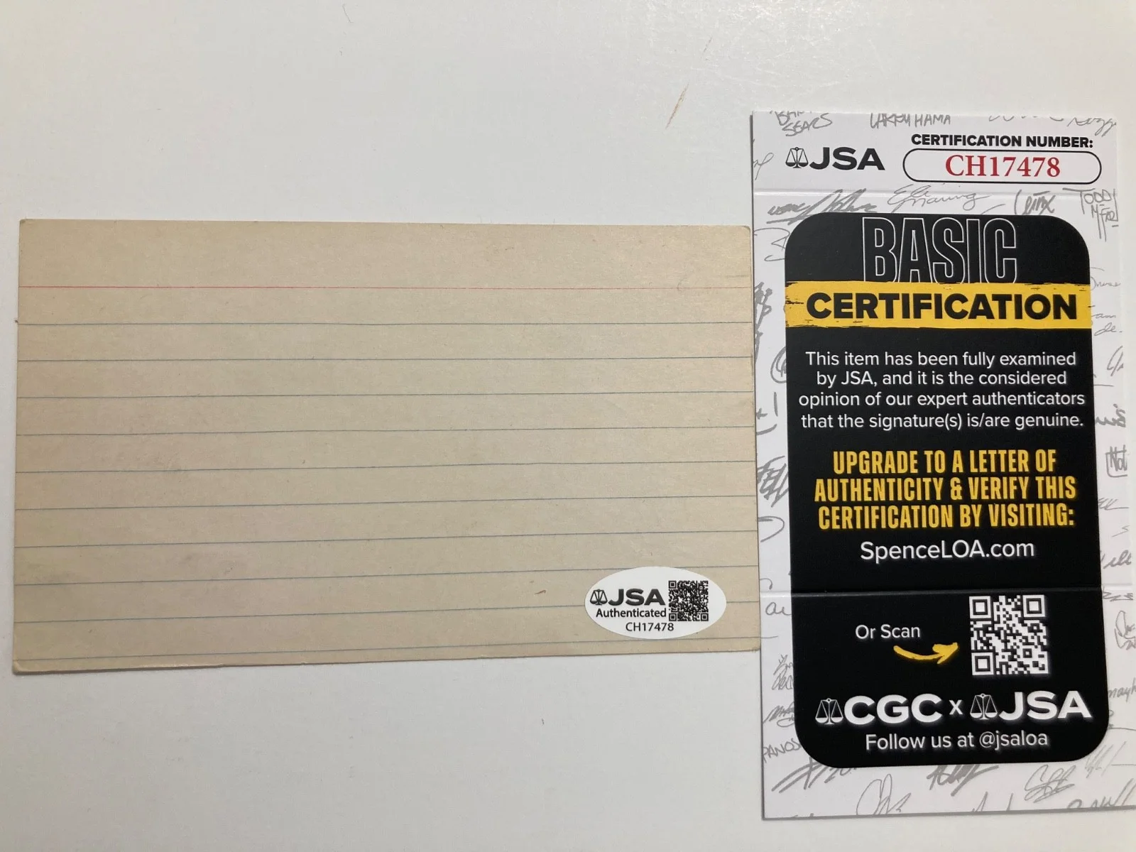 SAM WATERSTON — SAM WATERSTON signed 3x5 card "LAW AND ORDER", "THE KILLING FIE JSA#CH17478, image 2