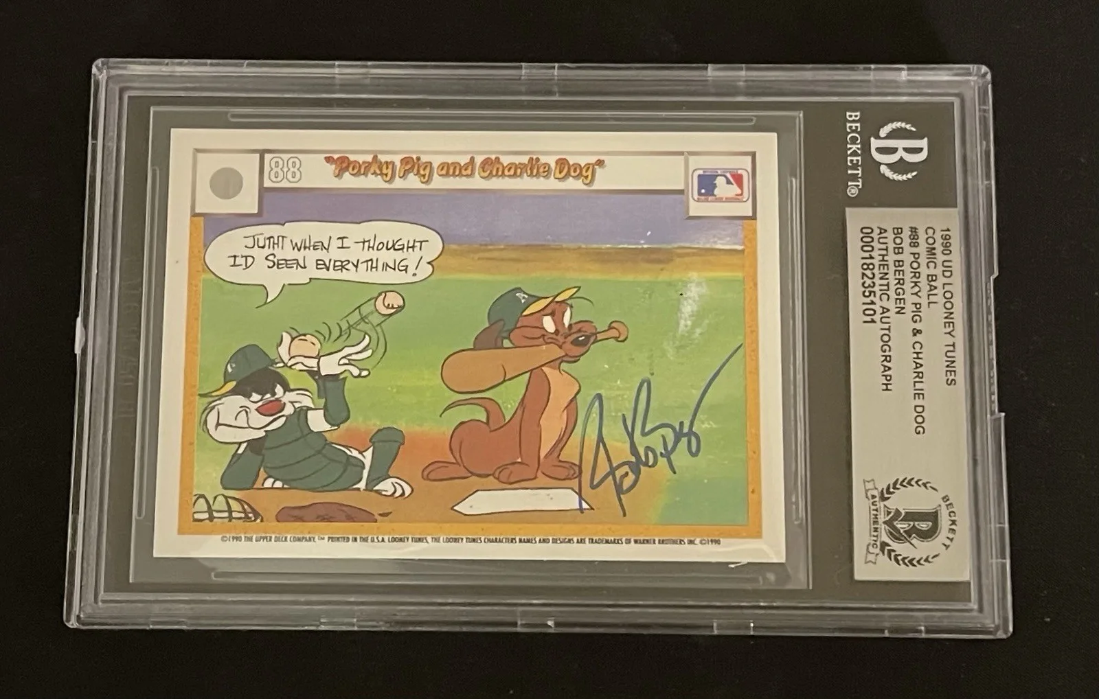Bob Bergen — Bob Bergen 1990 Upper Deck BAS Signed Looney Tunes Card Autographed Slabbed, изображение 2