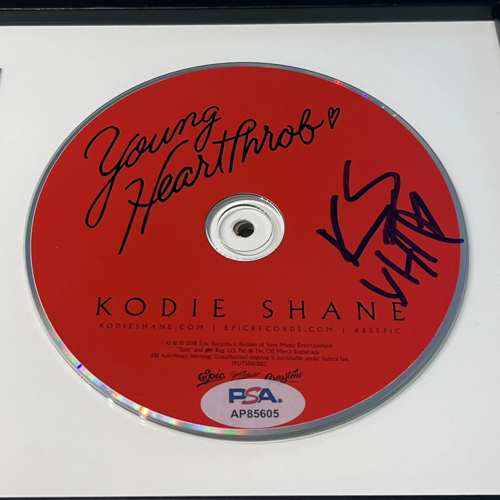 KODIE SHANE RAPPER SIGNED YOUNG HEARTTHROB CD ALBUM AUTOGRAPH FRAMED PSA COA, изображение 2